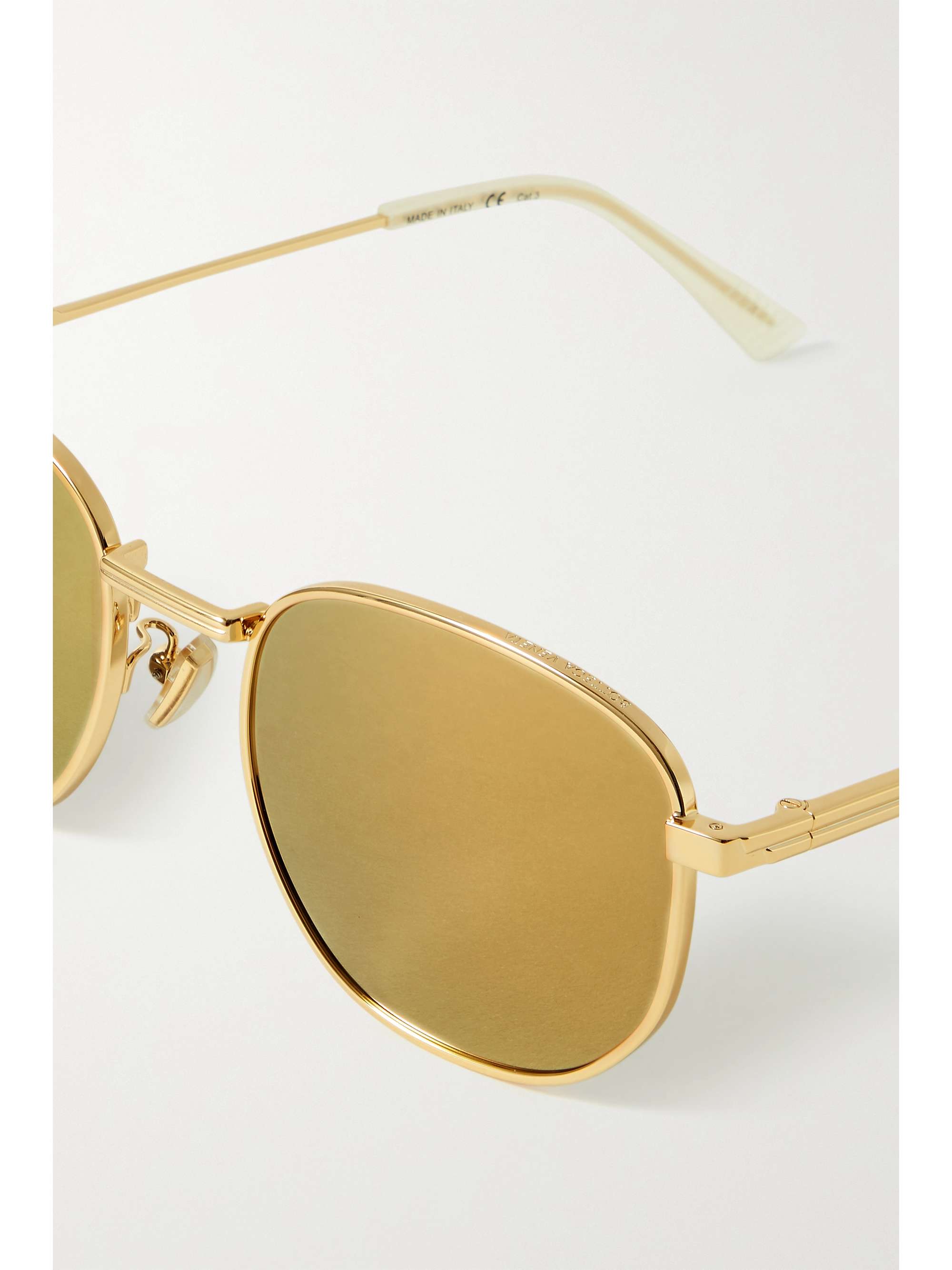 BOTTEGA EYEWEAR Roundframe goldtone mirrored sunglasses NET