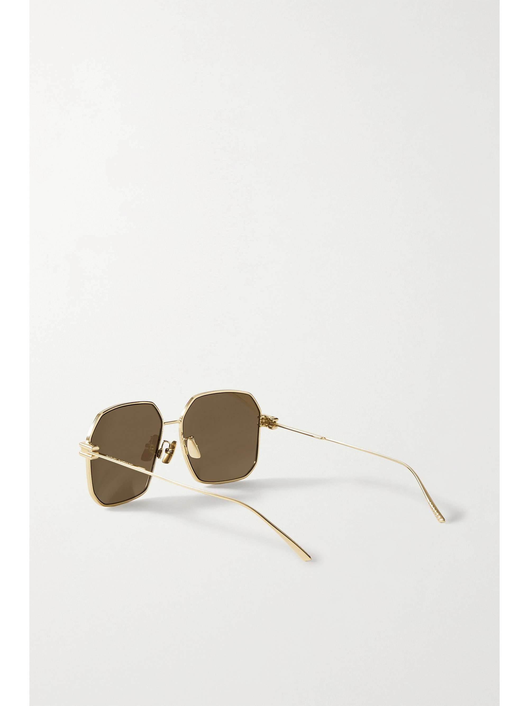BOTTEGA VENETA EYEWEAR Hexagon-frame gold-tone sunglasses