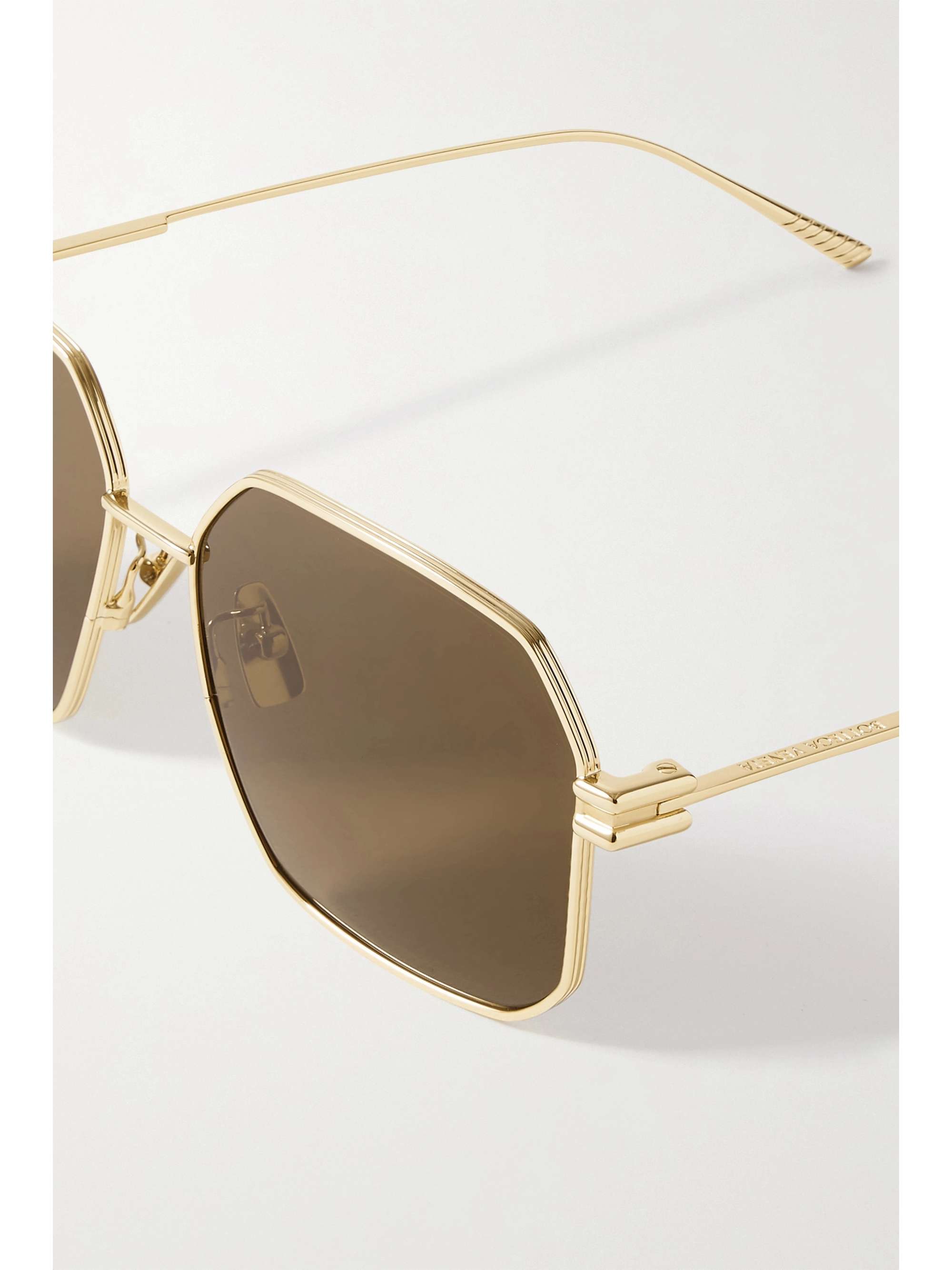 BOTTEGA VENETA EYEWEAR Hexagon-frame gold-tone sunglasses