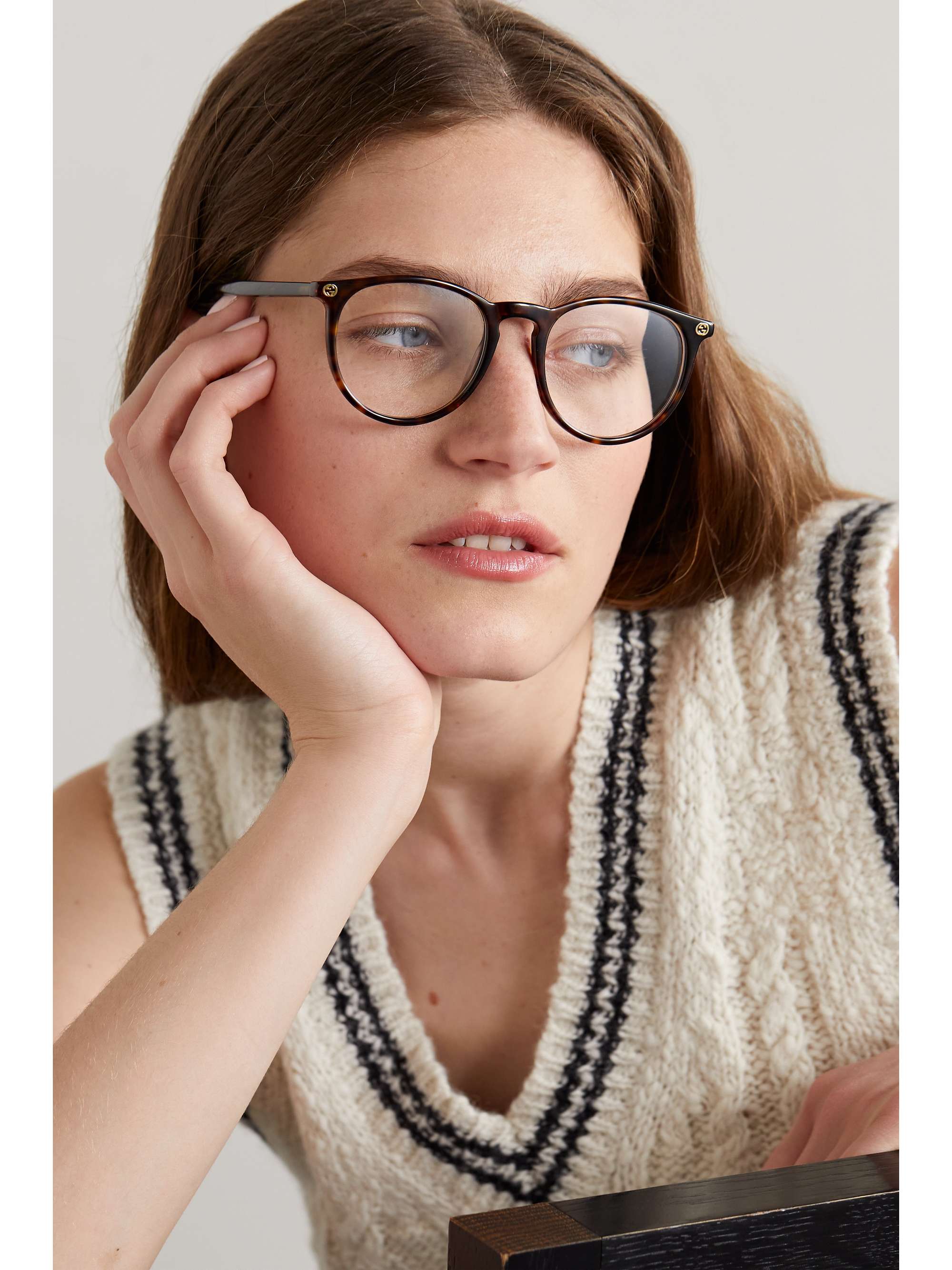 gucci round acetate optical glasses