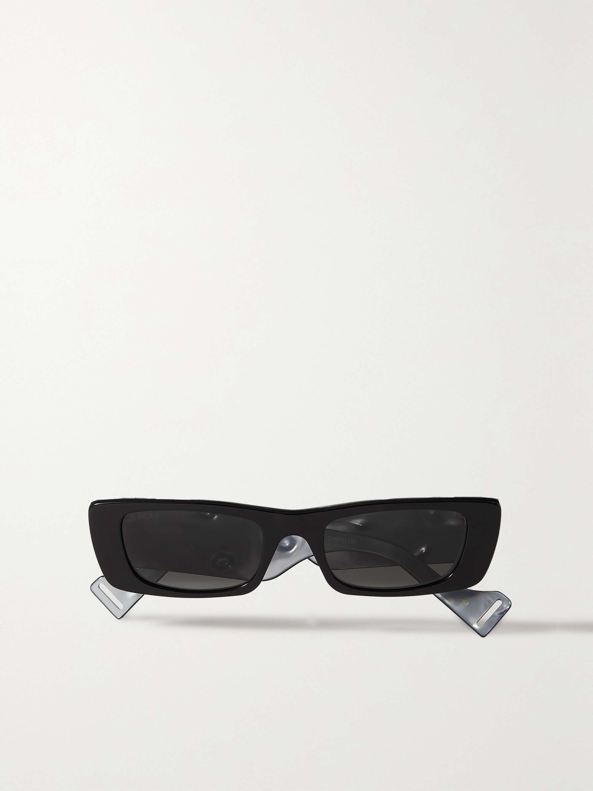 Black grey GG rectangle-frame acetate sunglasses