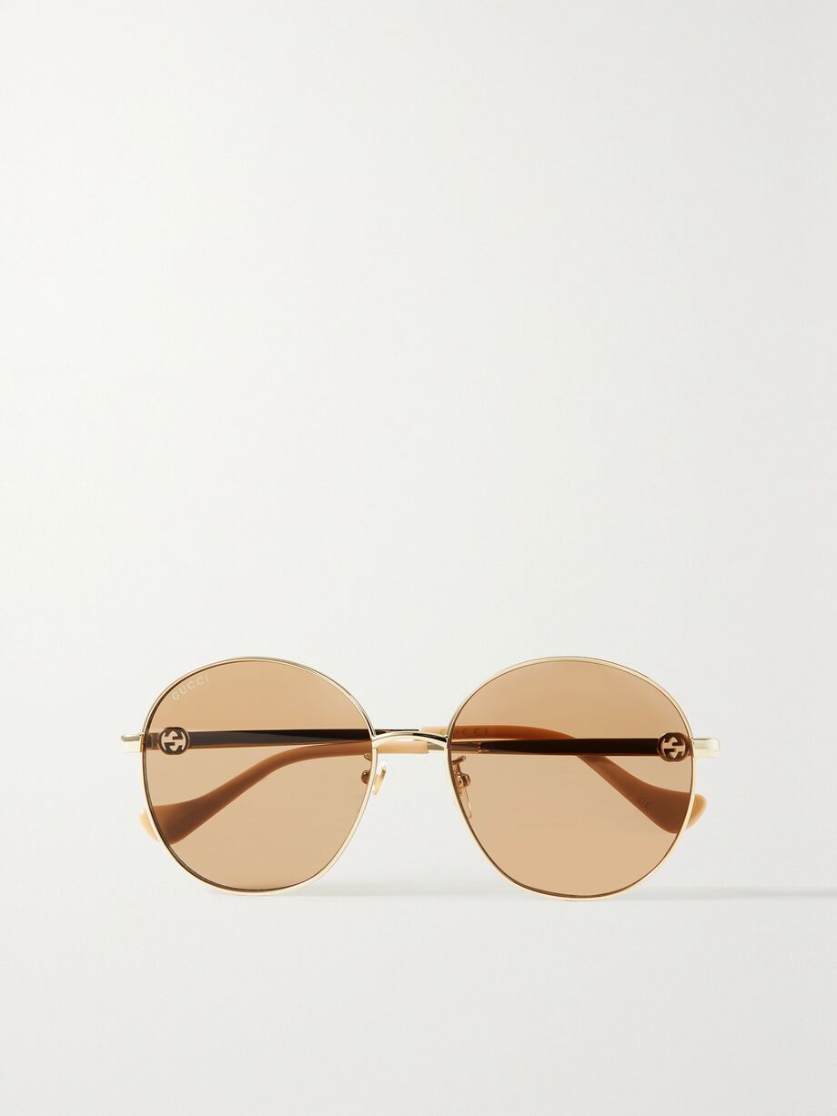 Round-frame gold-tone sunglasses, Gucci
