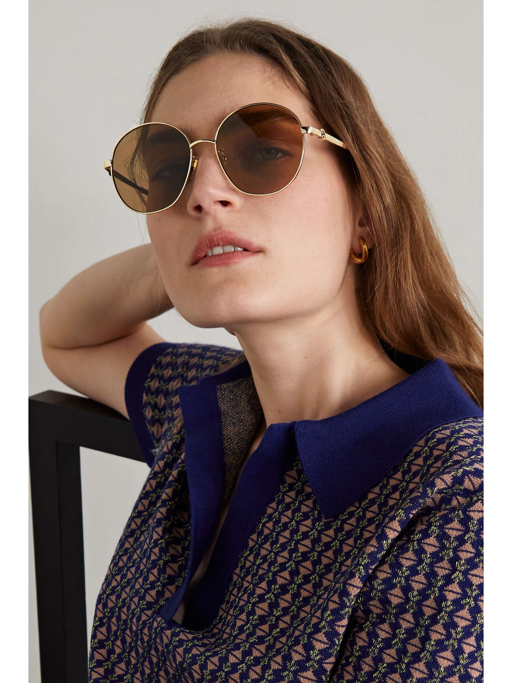 Aprender acerca 34+ imagen gucci round-frame gold-tone sunglasses ...