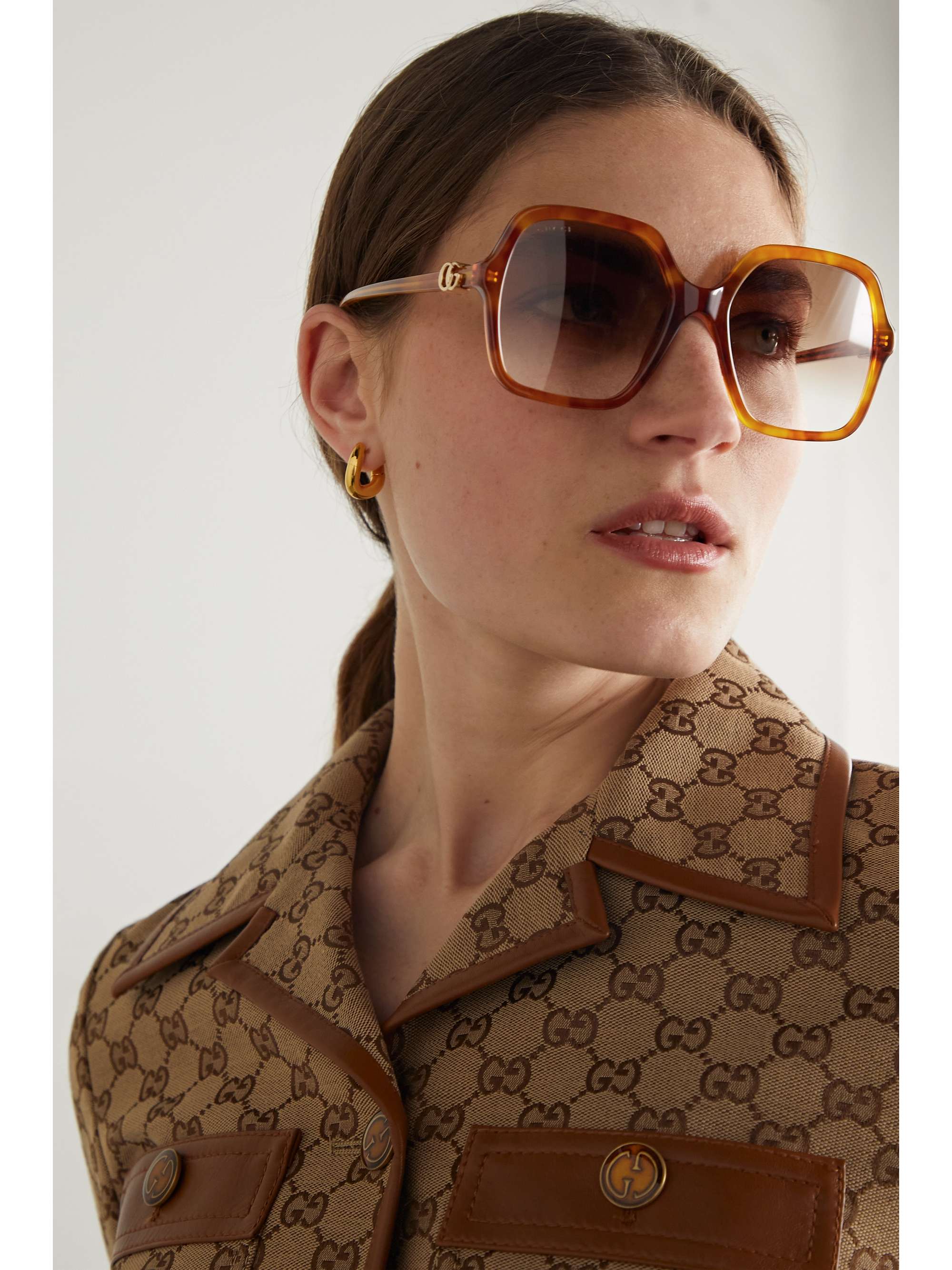 GUCCI EYEWEAR Oversized square-frame tortoiseshell acetate sunglasses |  NET-A-PORTER