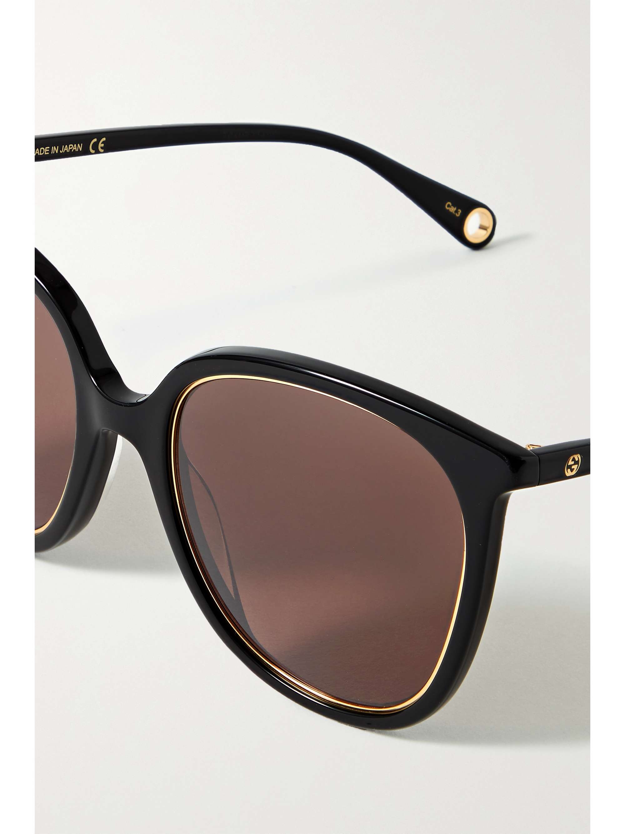GUCCI EYEWEAR Cat-eye acetate and gold-tone  sunglasses