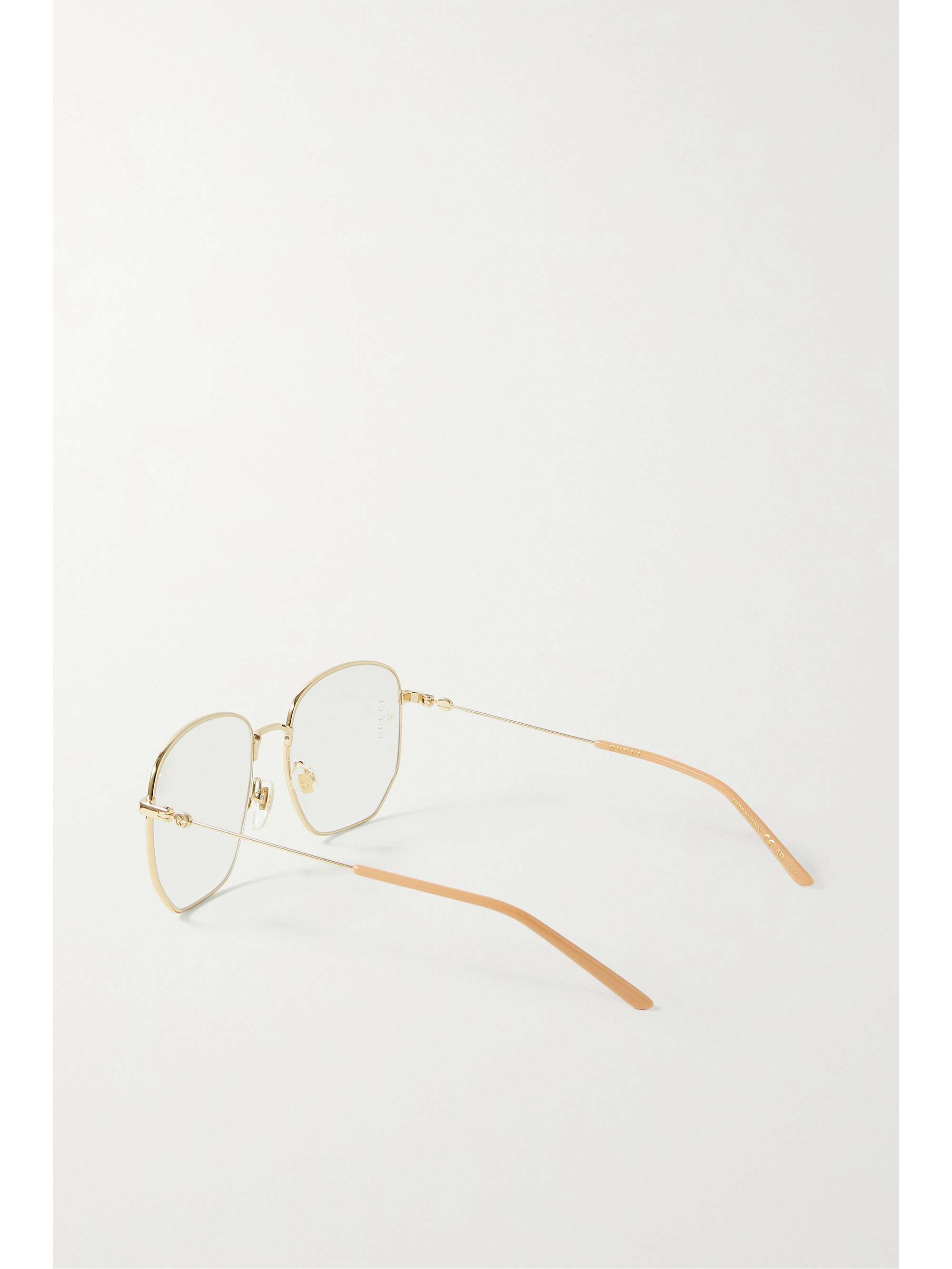 GUCCI EYEWEAR Hexagon-frame gold-tone optical glasses