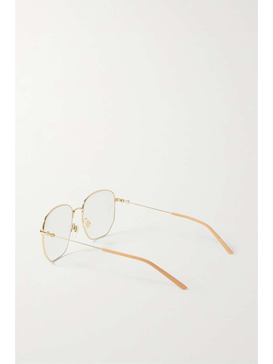 GUCCI EYEWEAR Hexagonframe goldtone optical glasses NETAPORTER