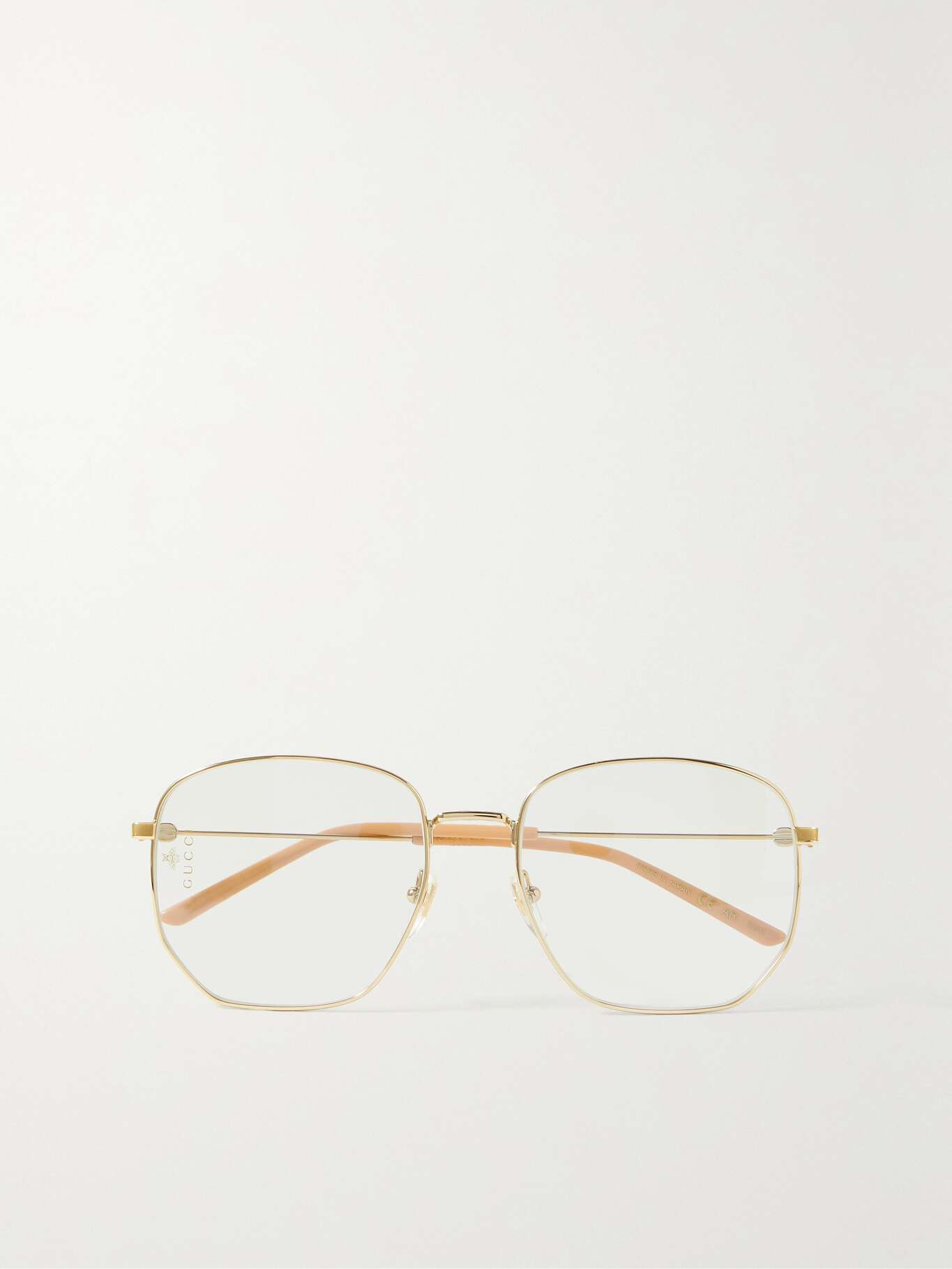 GUCCI EYEWEAR Hexagonframe goldtone optical glasses NETAPORTER