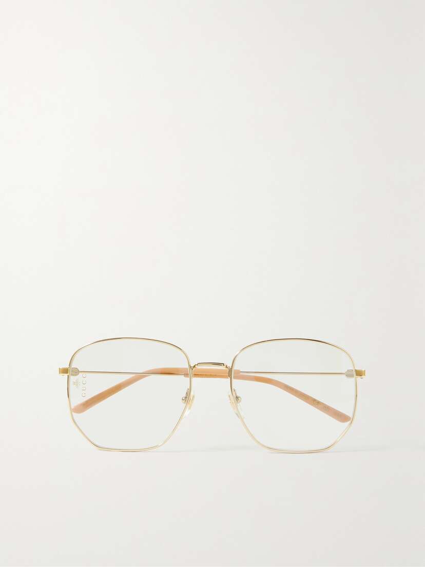 Gucci Eyewear Hexagon-frame Gold-tone Optical Glasses