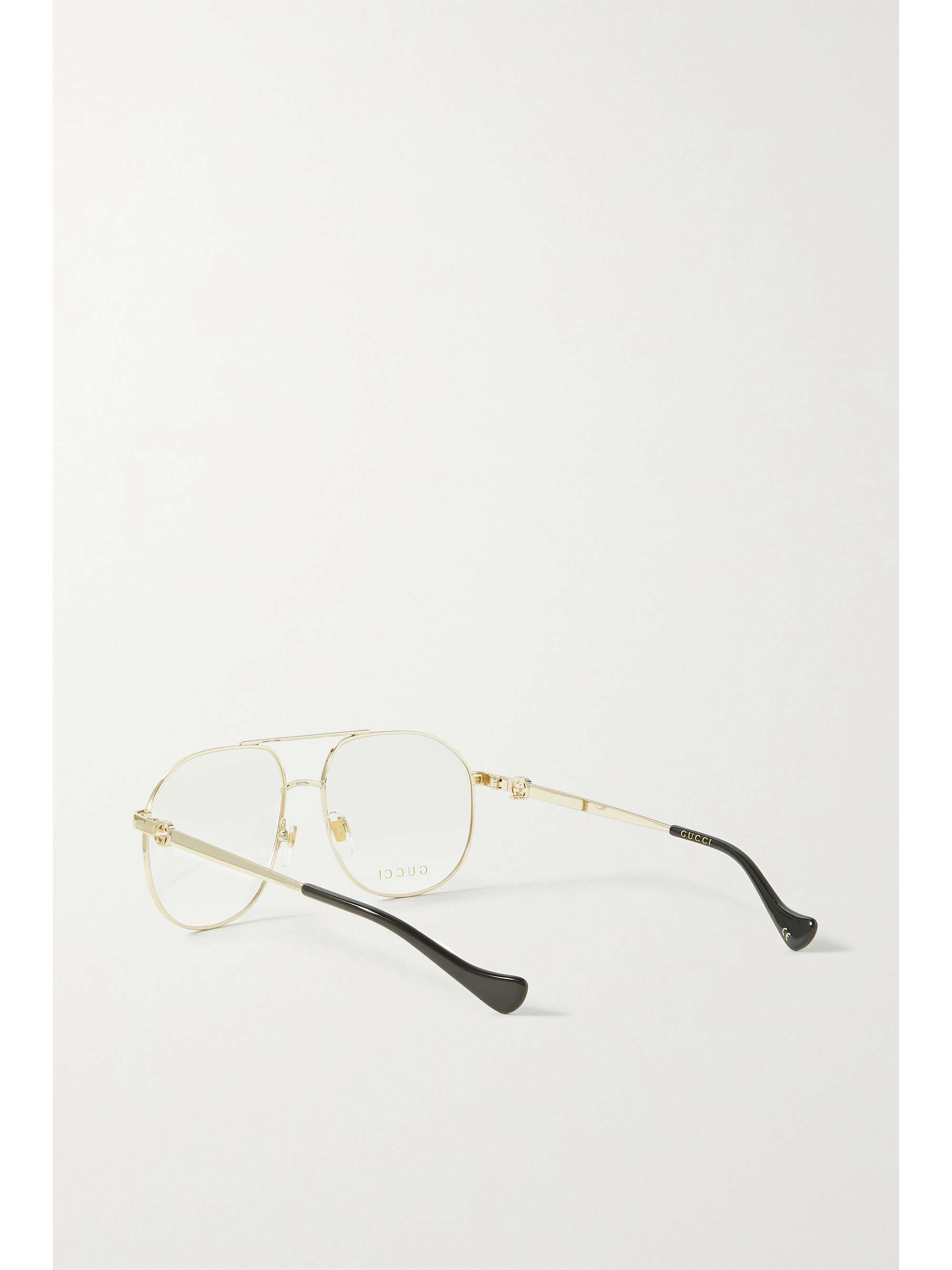 GUCCI EYEWEAR Oversized aviator-style gold-tone and acetate optical glasses