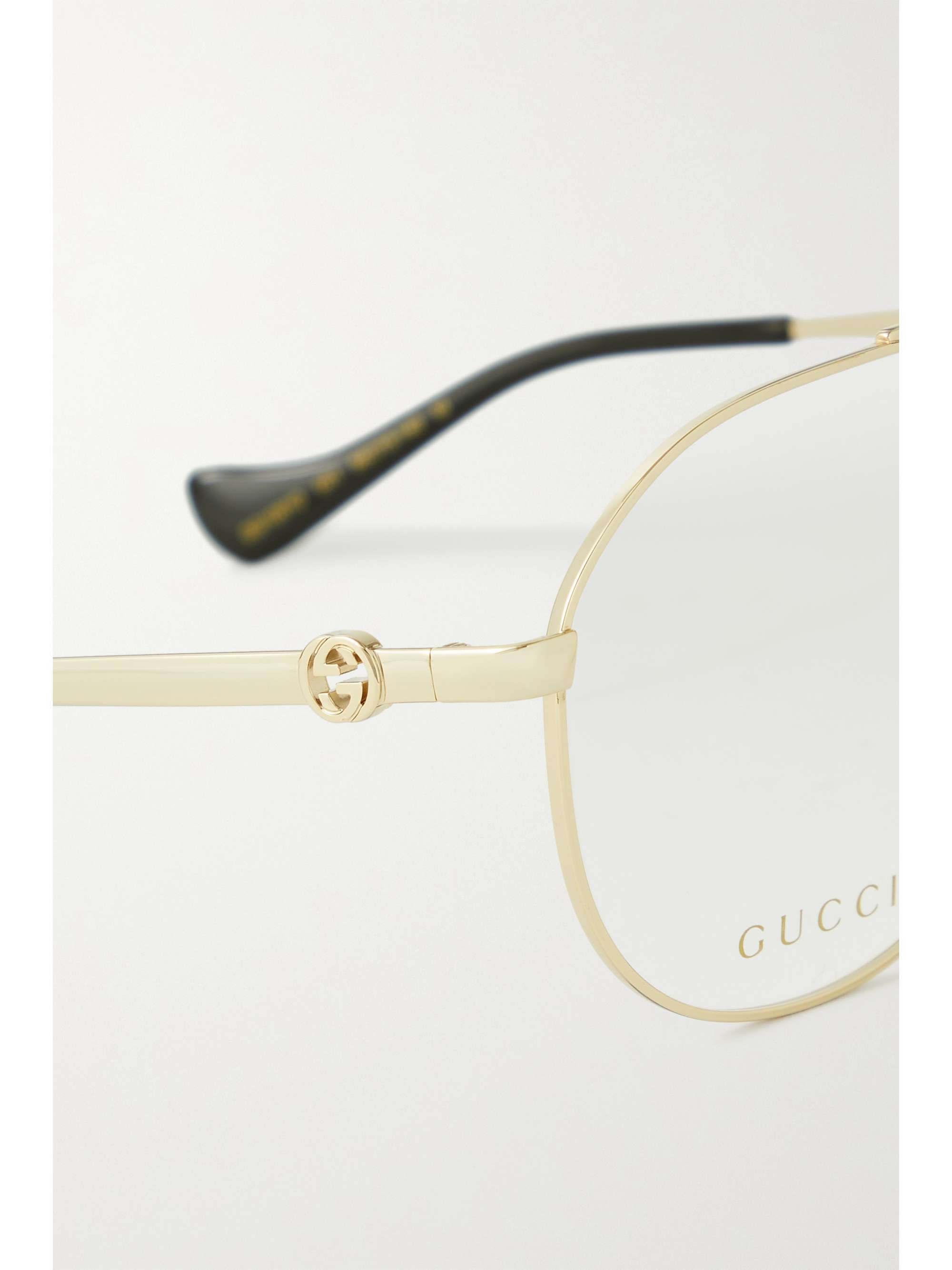 GUCCI EYEWEAR Oversized aviator-style gold-tone and acetate optical glasses