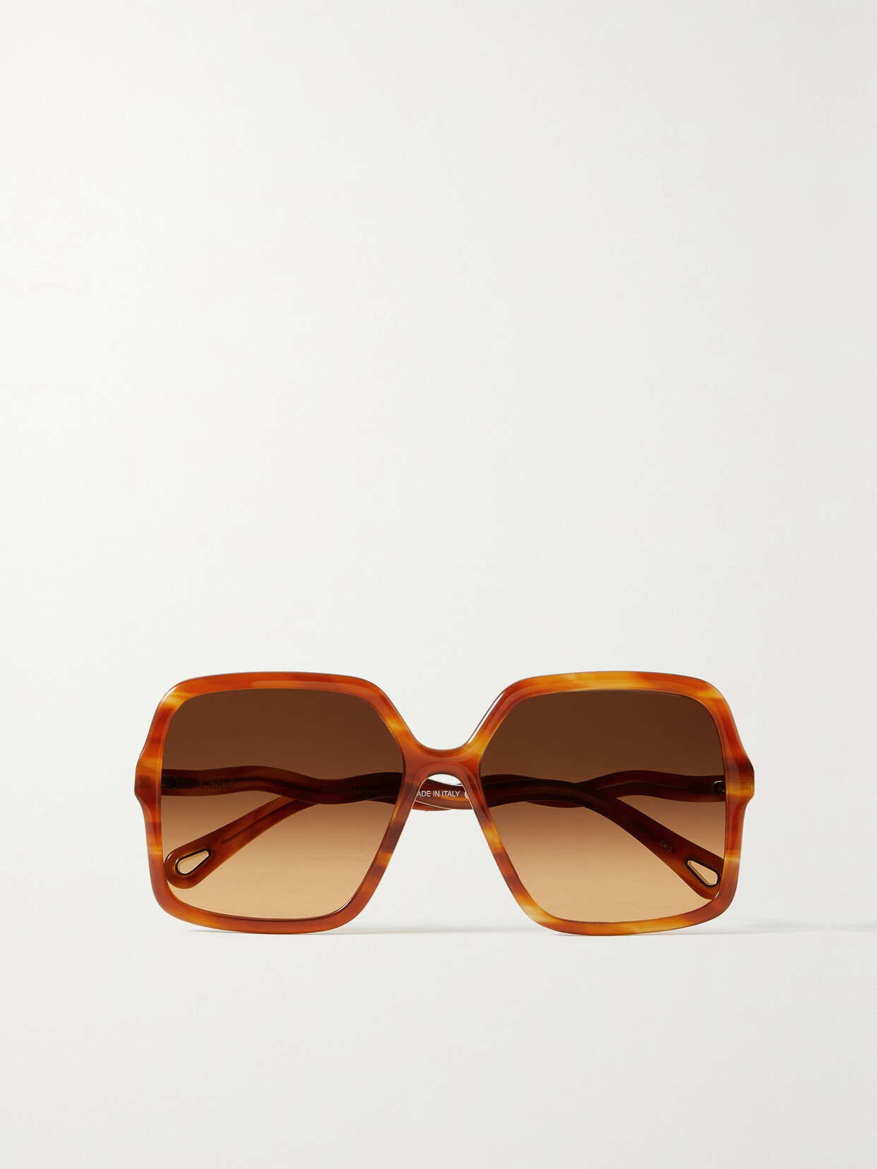 Shop Chloé Zelie Oversized Square-frame Tortoiseshell Acetate Sunglasses