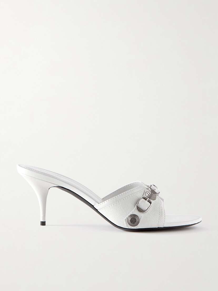 Balenciaga Cagole Embellished Leather Mules