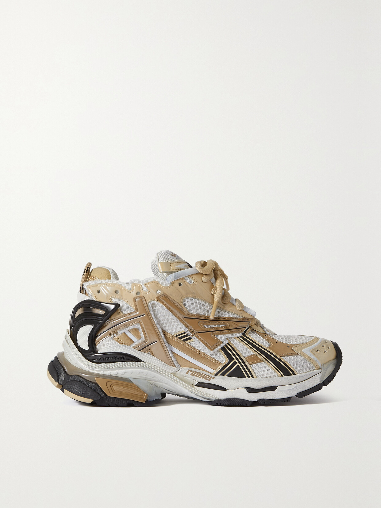 Balenciaga Runner Logo-detailed Rubber-trimmed Mesh Sneakers - Neutrals