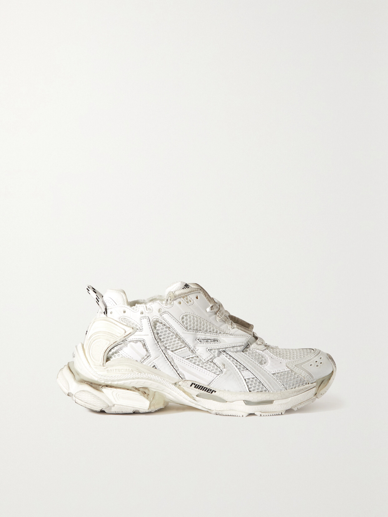 Shop Balenciaga Runner Logo-embroidered Leather And Mesh Sneakers In White