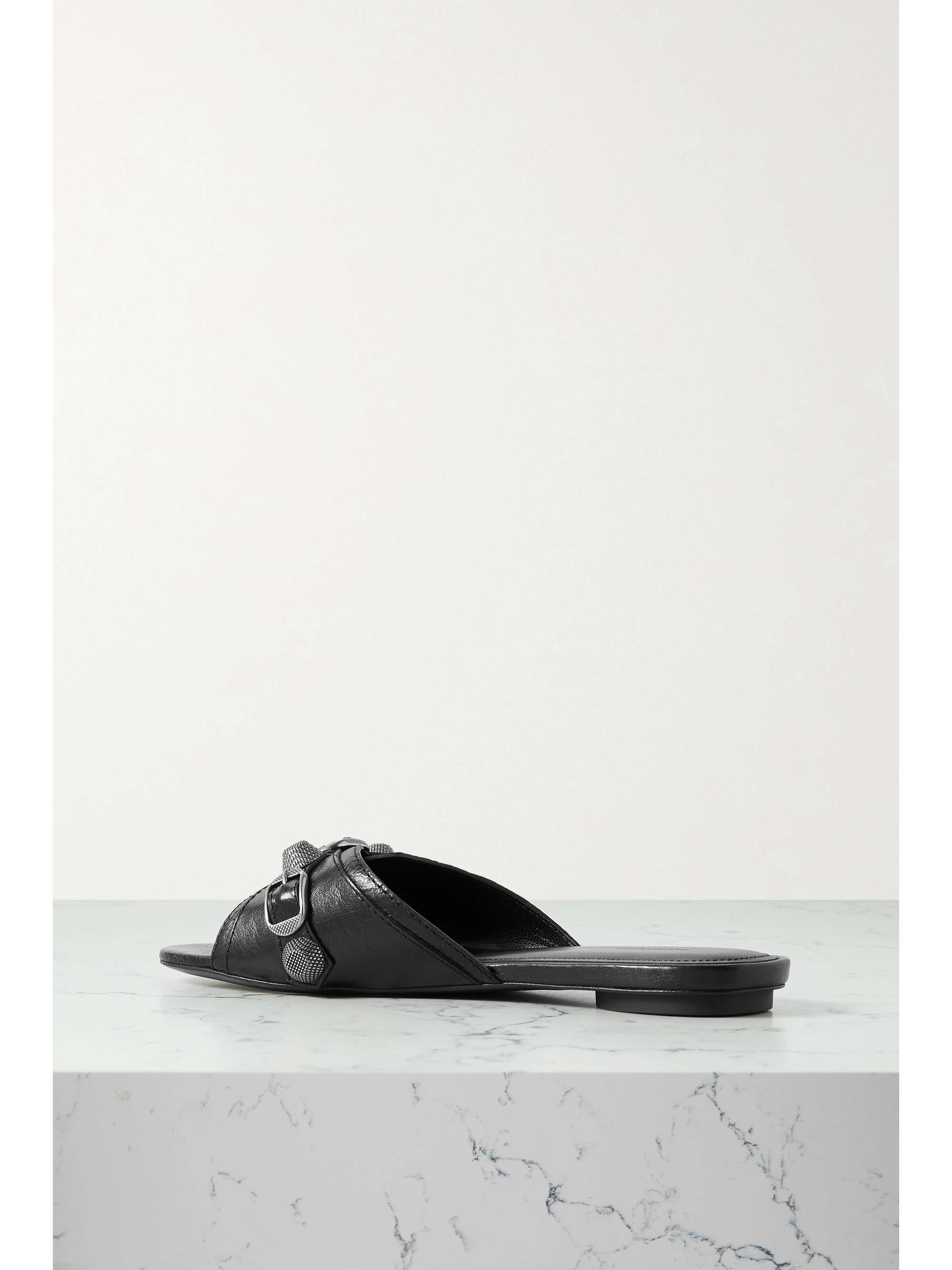 BALENCIAGA Cagole embellished textured-leather sandals