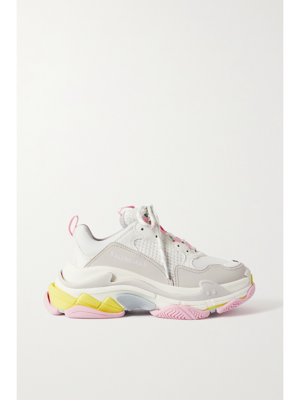 Balenciaga Triple S Logo-embroidered Faux Leather And Mesh Sneakers In Pink