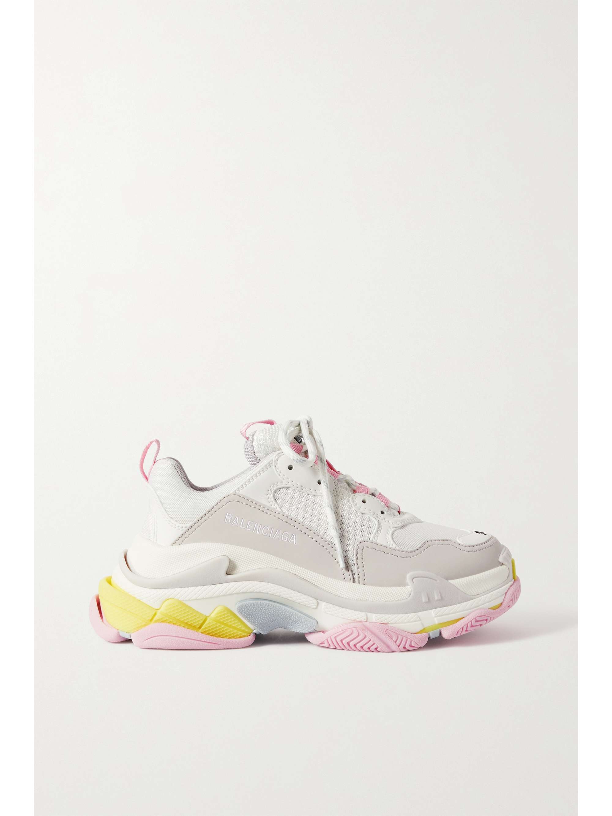 BALENCIAGA Triple S logo-embroidered faux leather and mesh sneakers ...