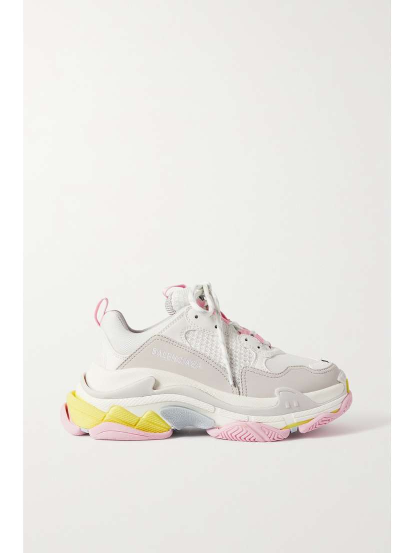 Balenciaga Triple S Logo-embroidered Faux Leather And Mesh Sneakers