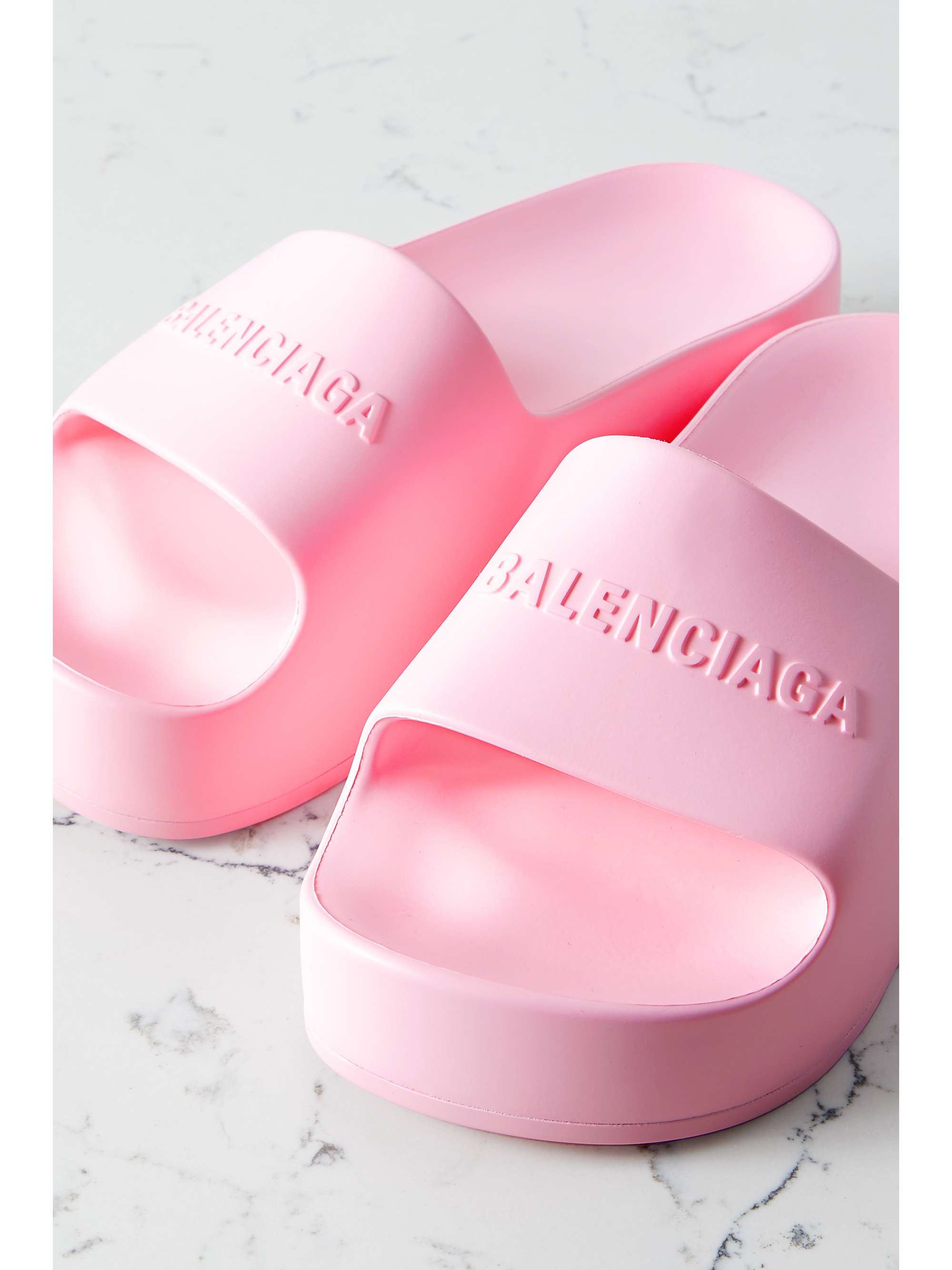 pink balenciaga platform slides