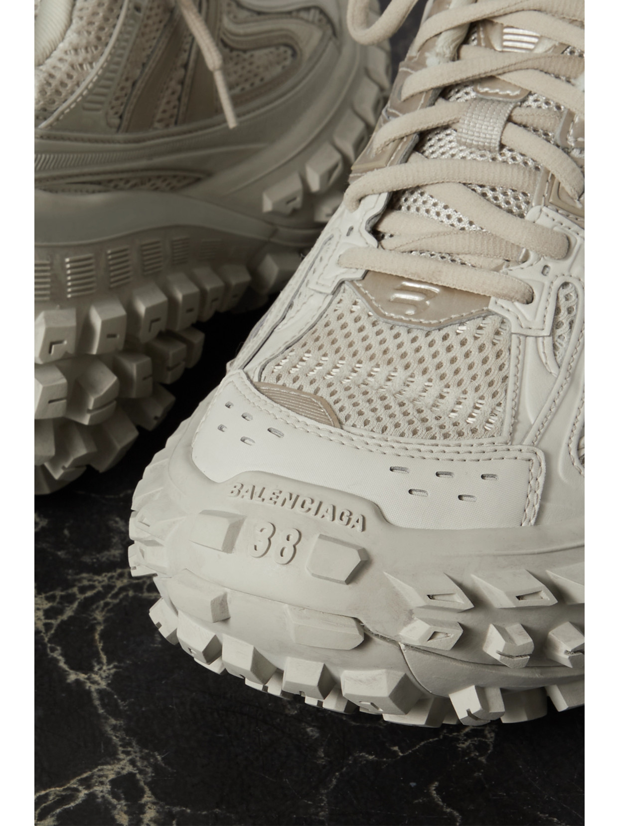 Shop Balenciaga Bouncer Mesh And Rubber Platform Sneakers In Neutrals