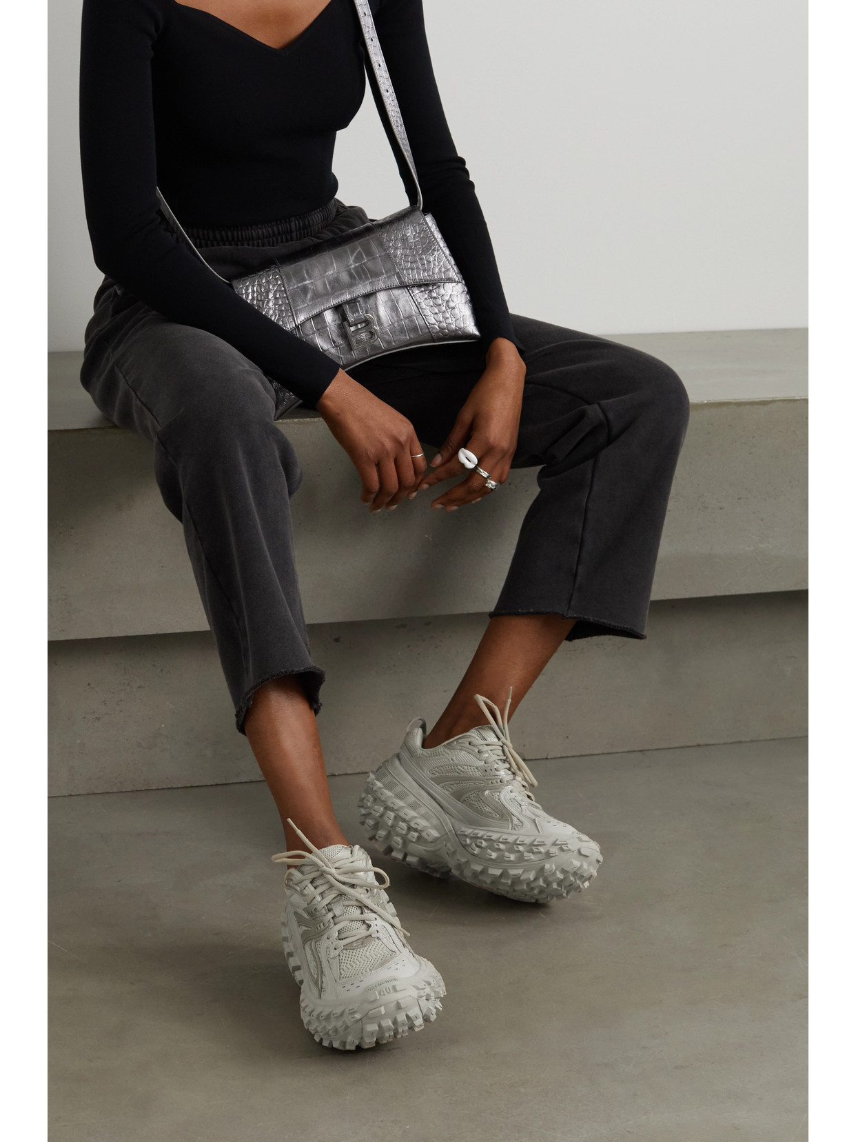 Shop Balenciaga Bouncer Mesh And Rubber Platform Sneakers In Neutrals