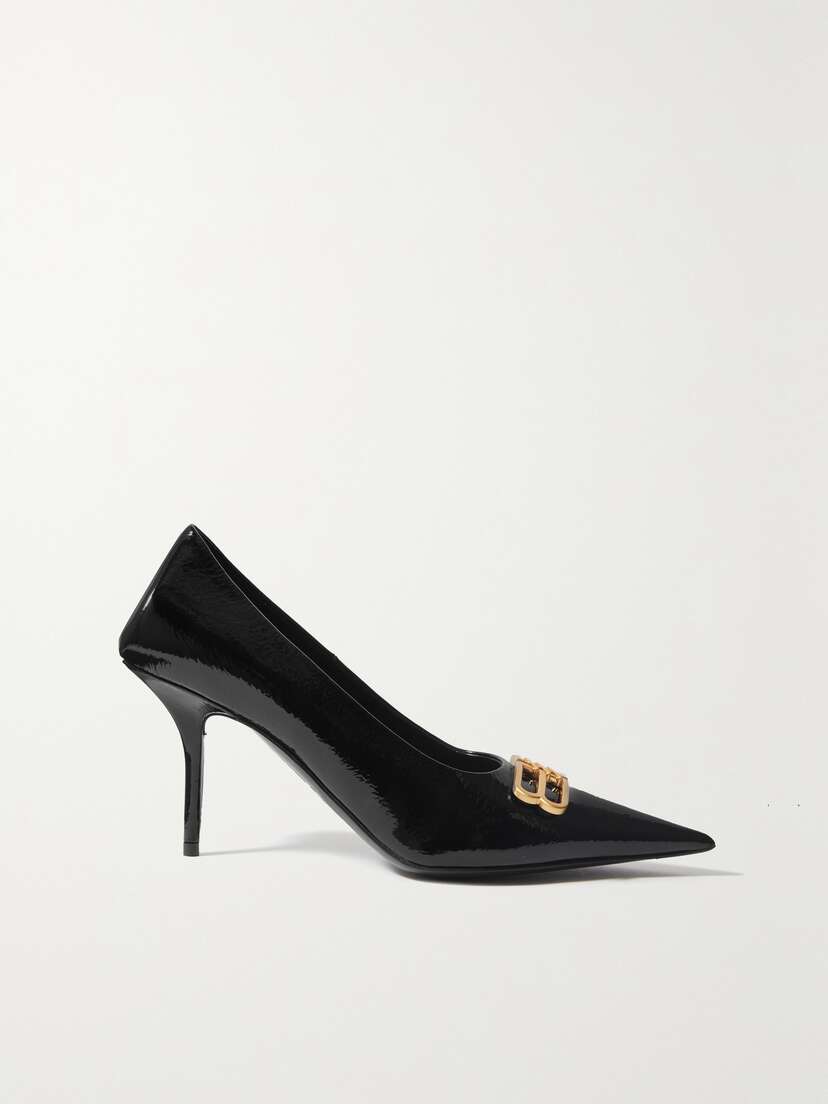 Balenciaga Square Knife Bb Logo-embellished Patent-leather Pumps