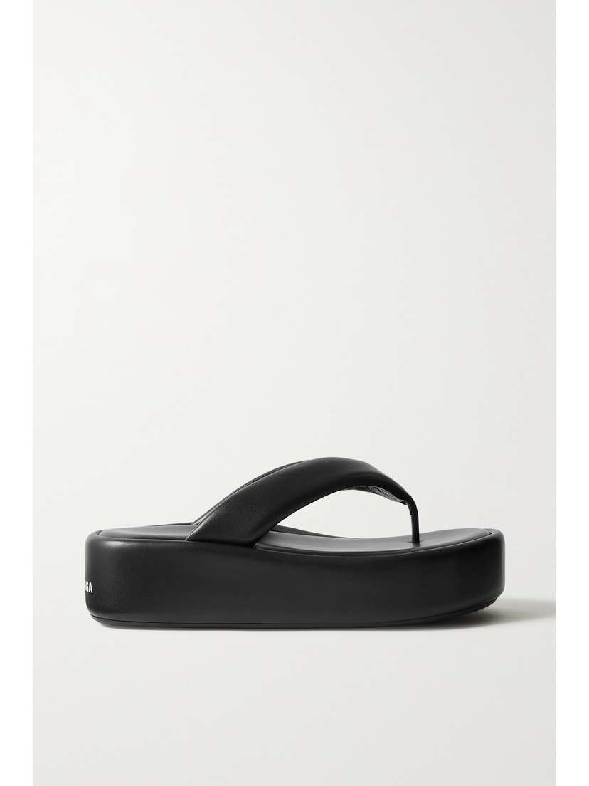 Balenciaga Rise Leather Platform Flip Flops