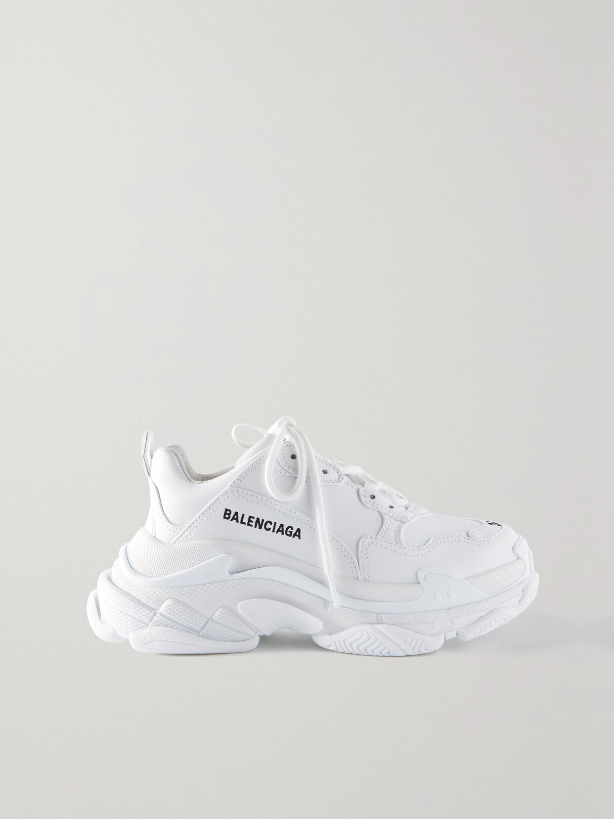 Balenciaga Triple S Logo-embroidered Leather, Nubuck And Mesh Sneakers In White