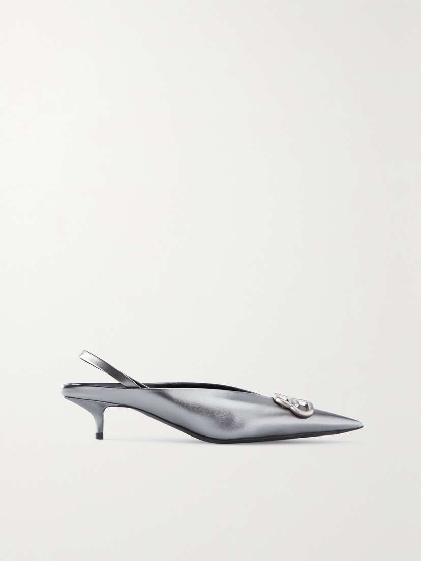 Balenciaga Knife Logo-appliquéd Leather Slingback Pumps