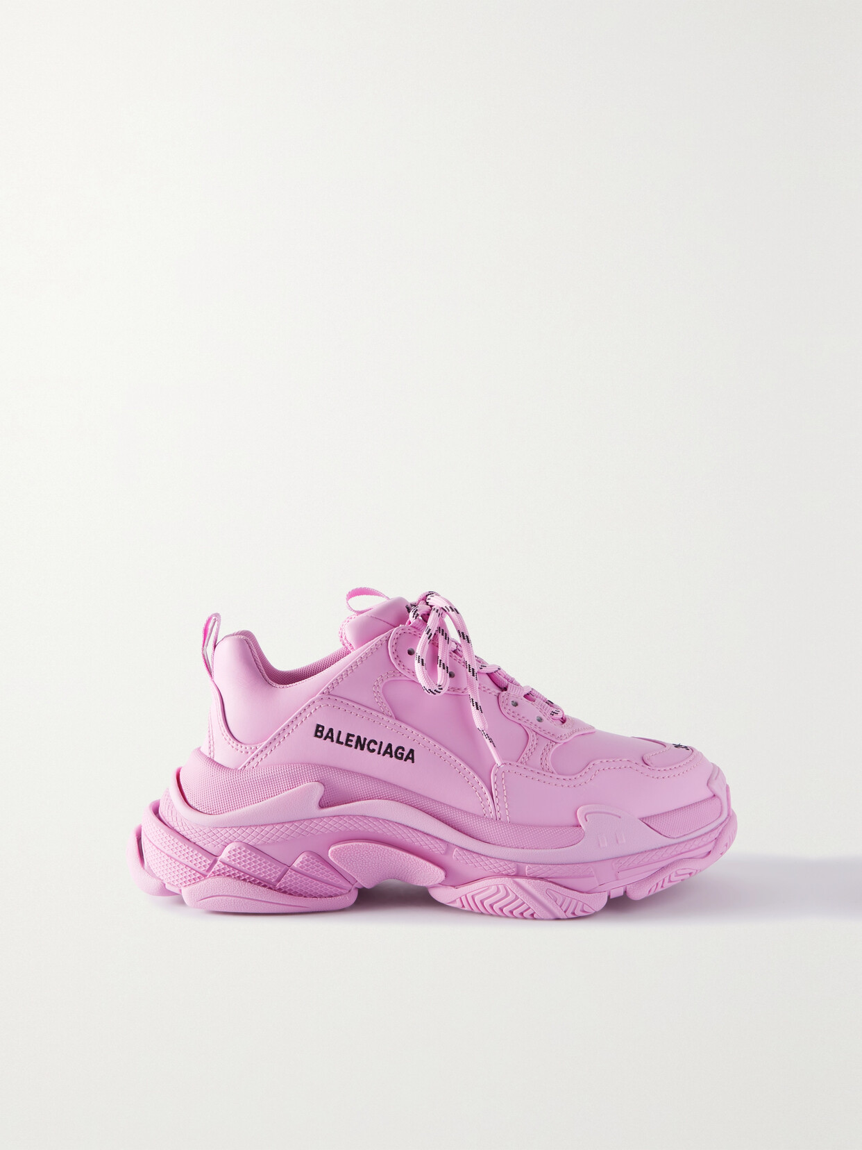 Balenciaga Triple S Logo-embroidered Leather, Nubuck And Mesh Sneakers In Pink