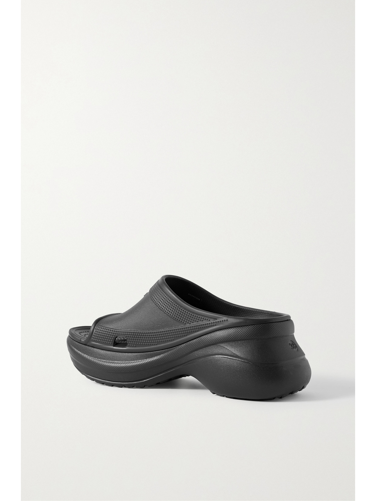 Shop Balenciaga + Crocs Pool Perforated Rubber Slides In Black