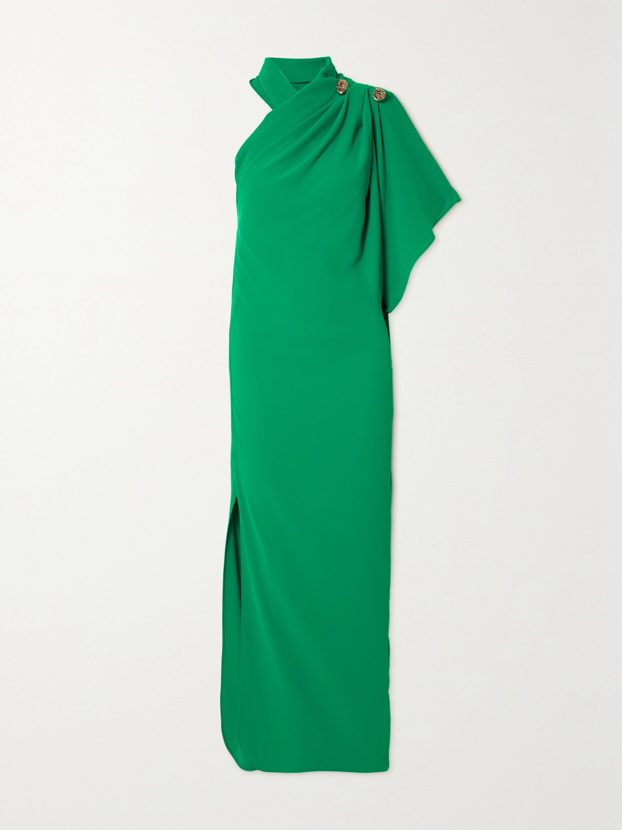 Elie Saab One-sleeve Embellished Draped Crepe Gown - Green