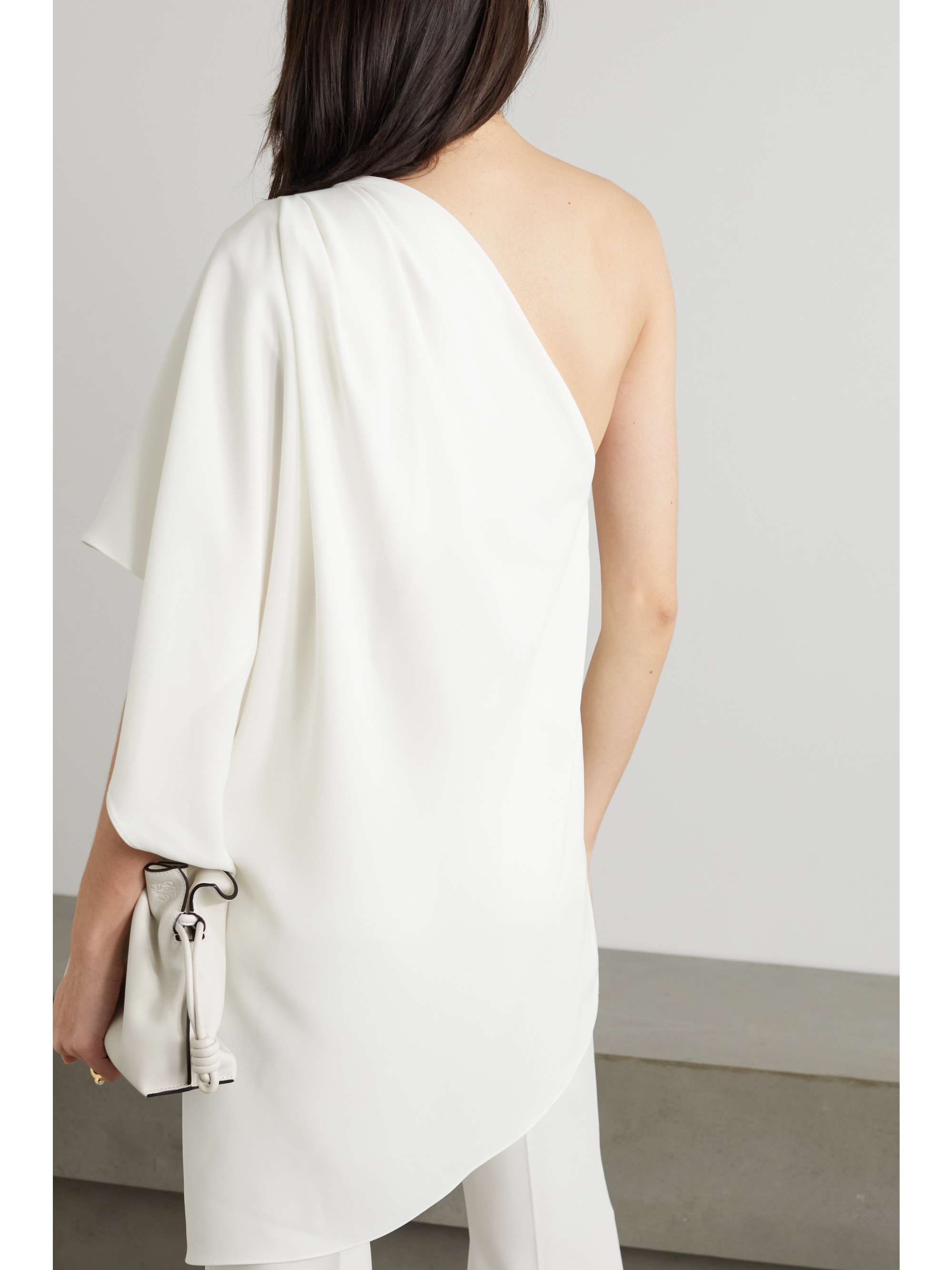 ELIE SAAB One-sleeve draped crepe top