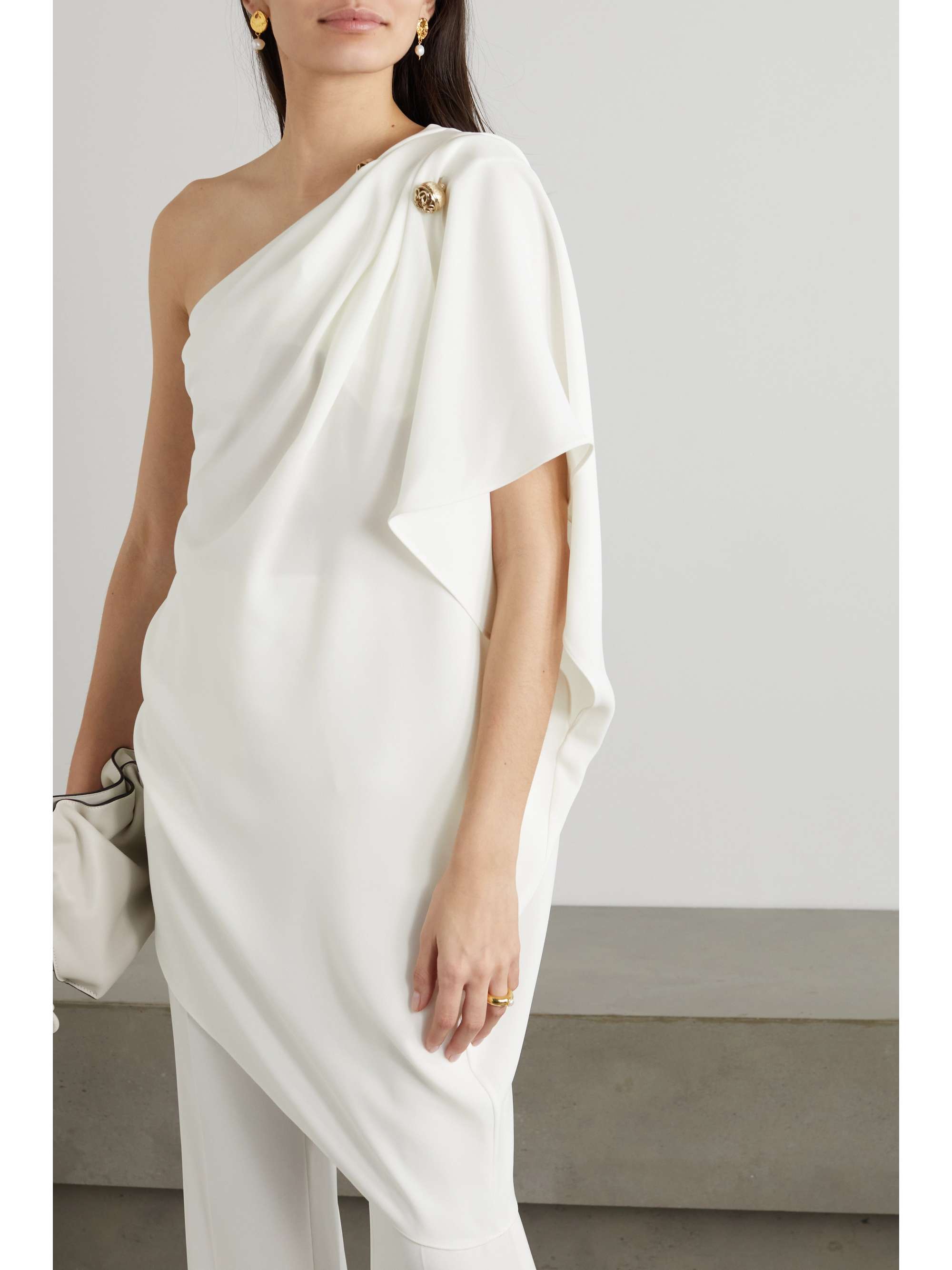ELIE SAAB One-sleeve draped crepe top