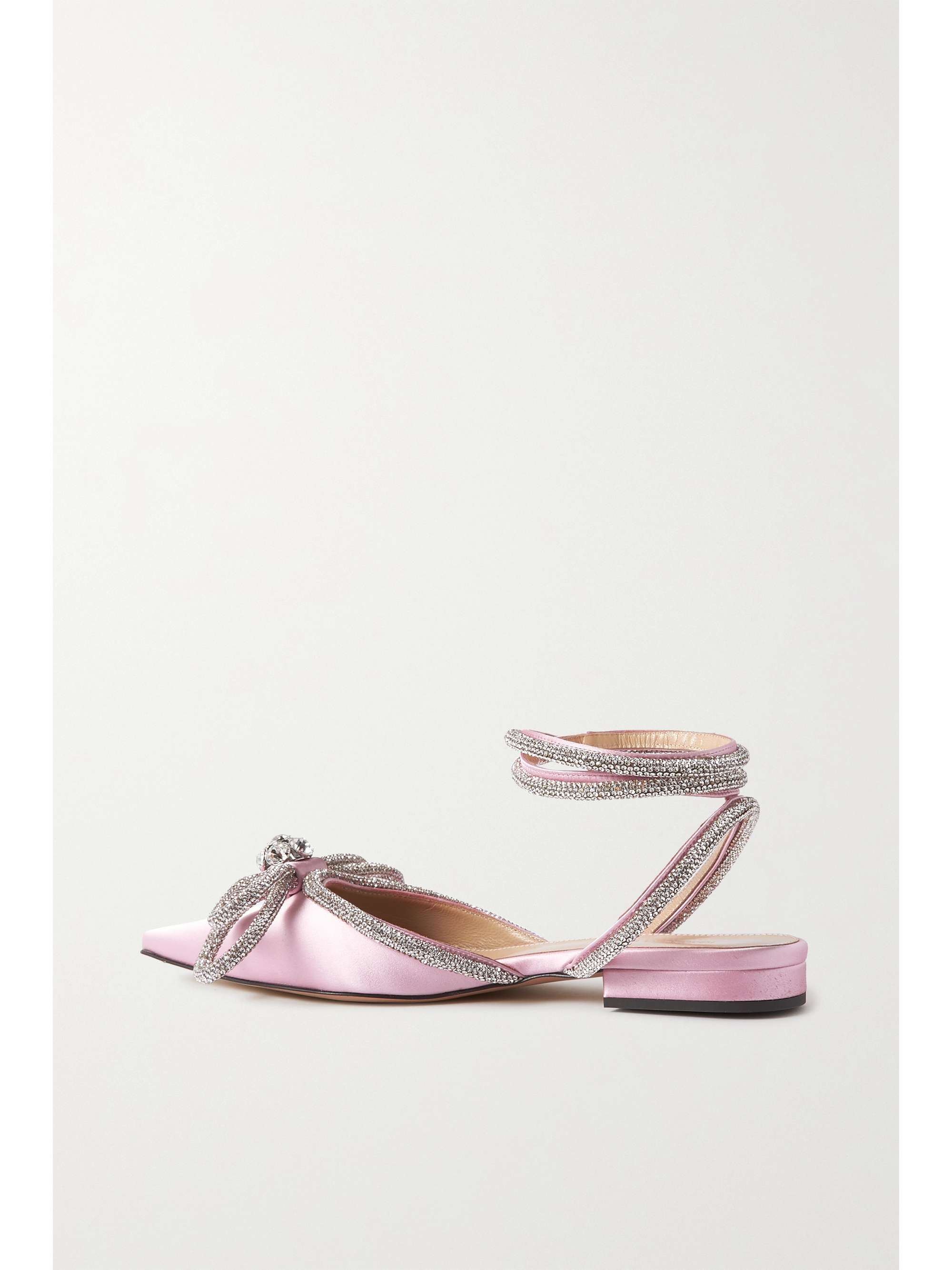 MACH & MACH Double Bow flache Schuhe aus Satin mit Kristallen