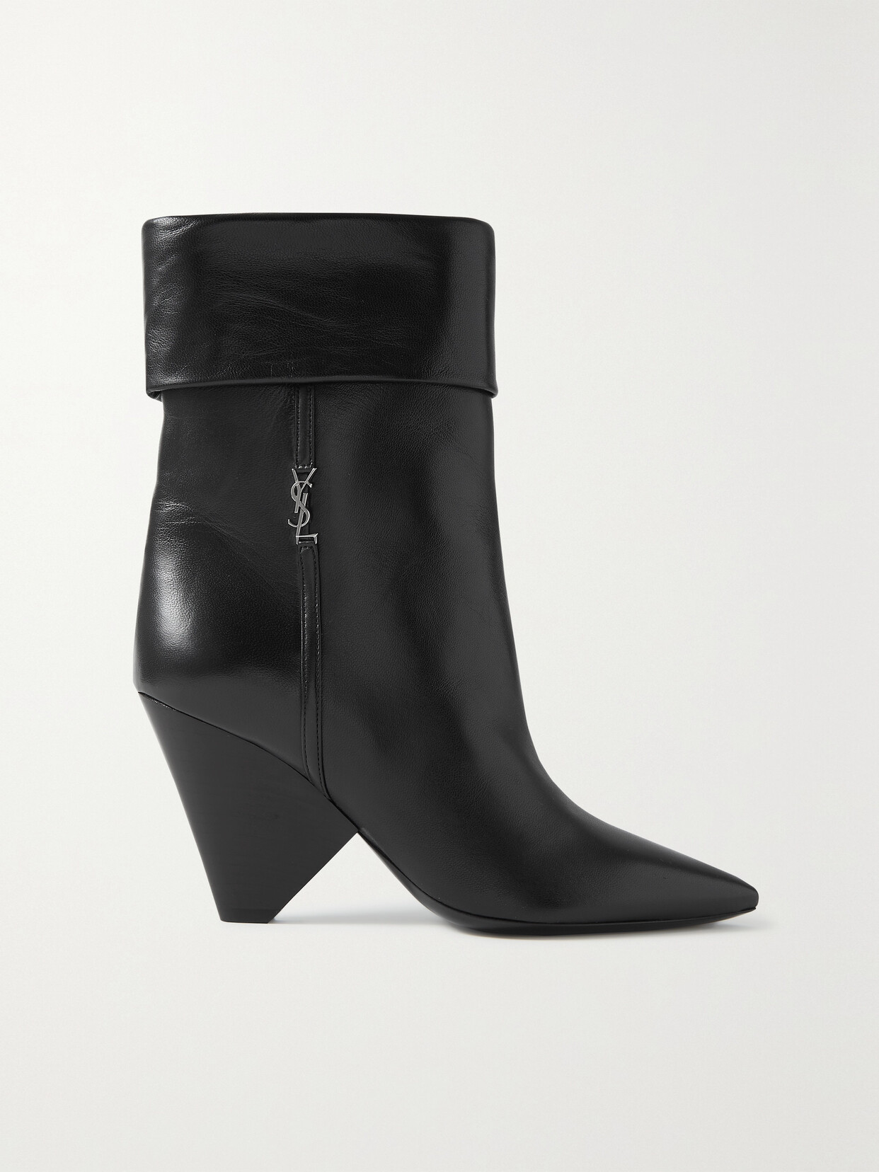 Shop Saint Laurent Niki Leather Ankle Boots In Black