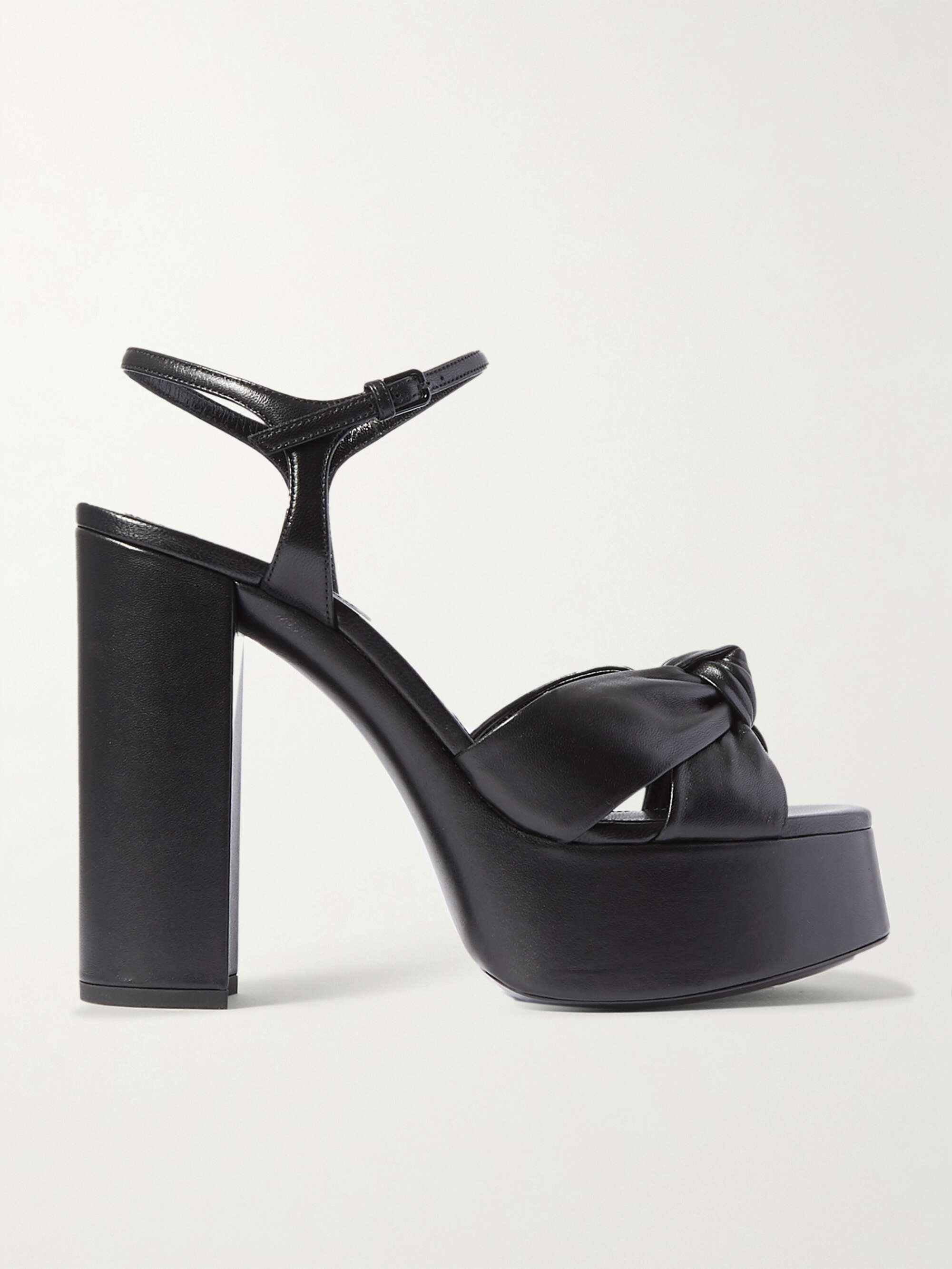 SAINT LAURENT Bianca knotted leather platform sandals | NET-A-PORTER