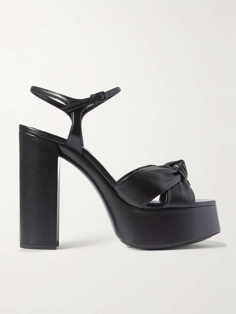 Saint Laurent Bianca Knotted Leather Platform Sandals