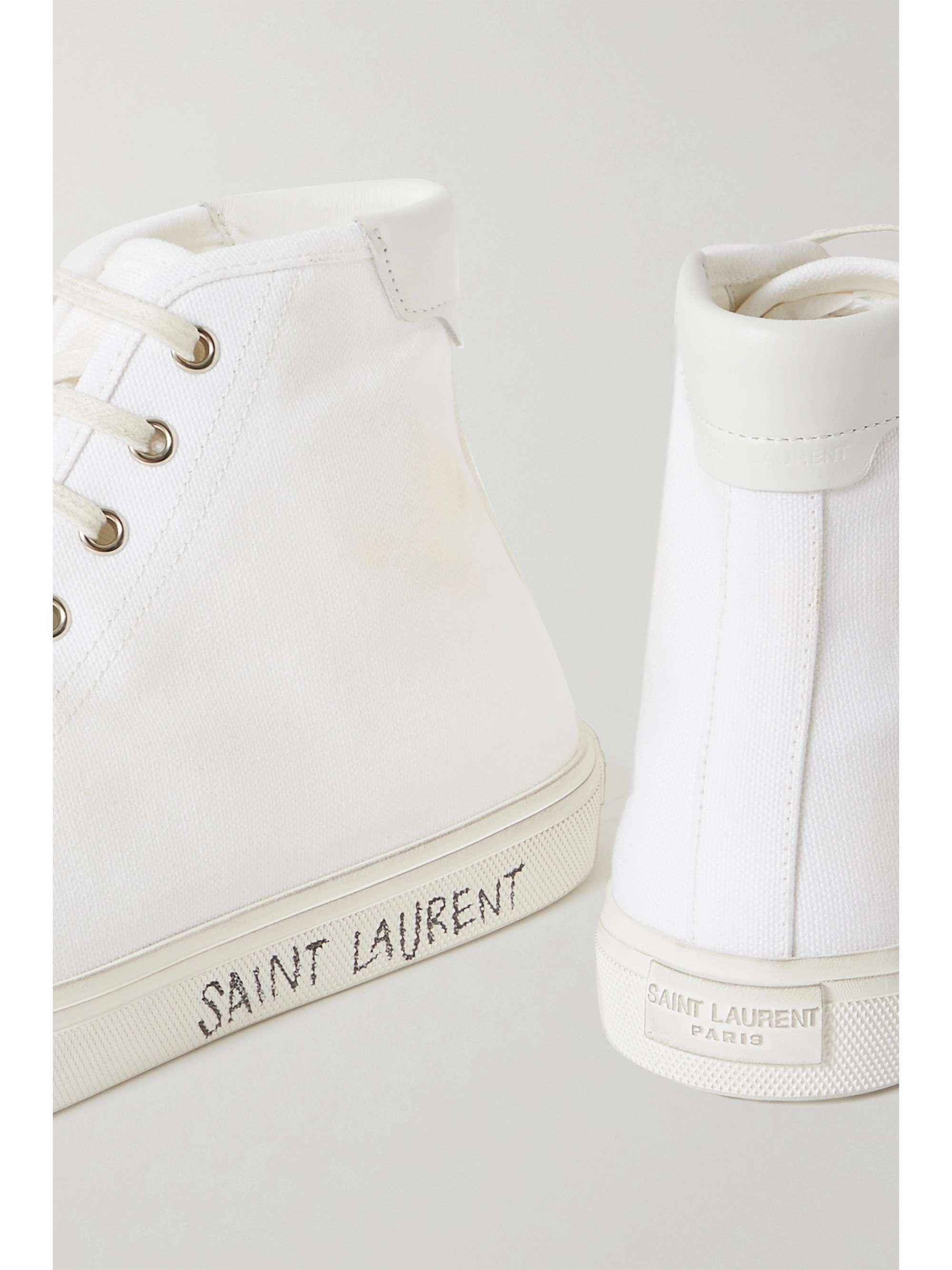 historie siv falanks SAINT LAURENT Malibu leather-trimmed distressed cotton-canvas high-top  sneakers | NET-A-PORTER