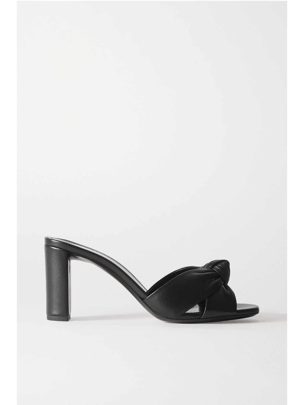 SAINT LAURENT Bianca Knotted Leather Mules - Black
