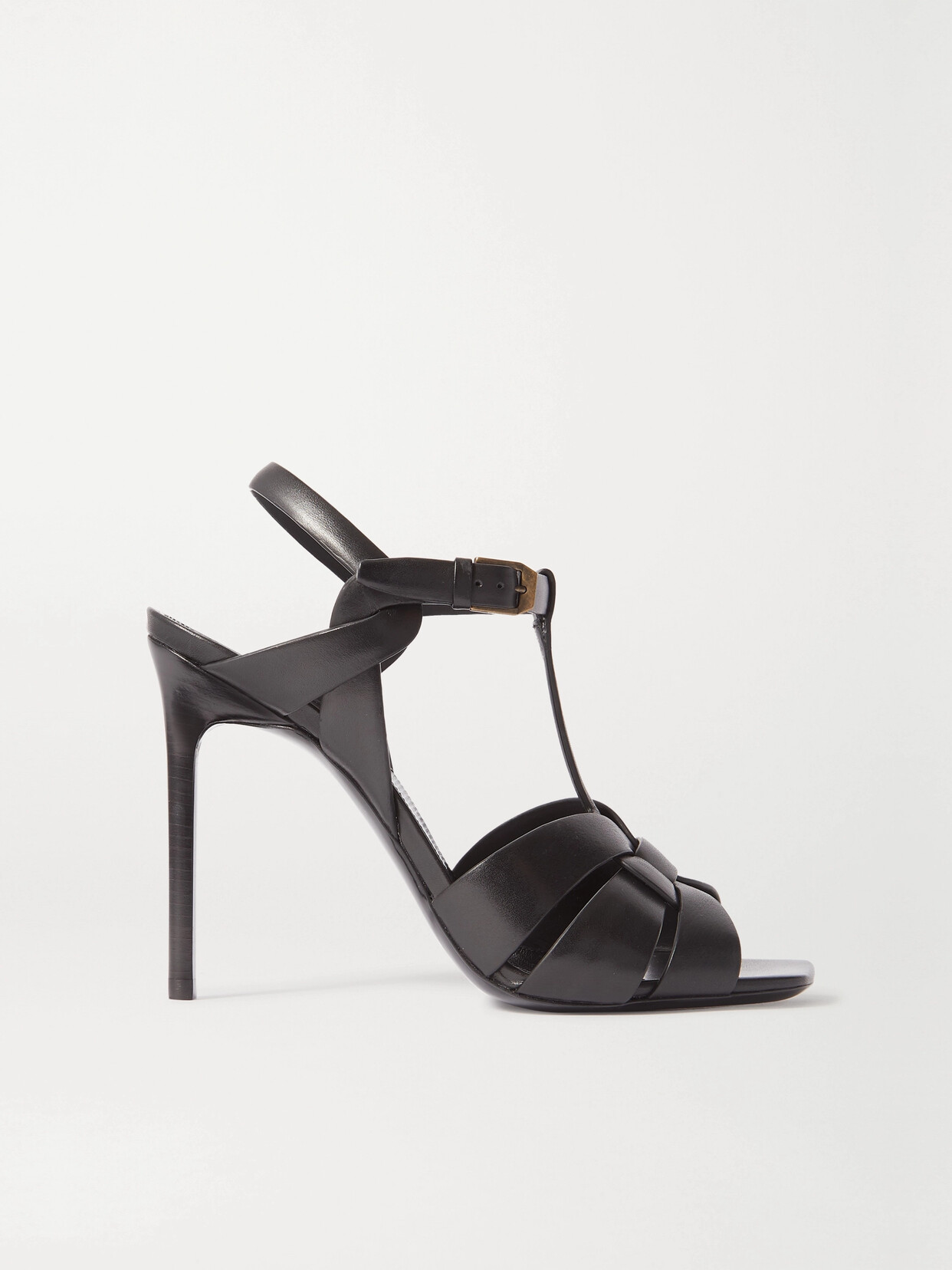 SAINT LAURENT Tribute Woven Leather Sandals - Black