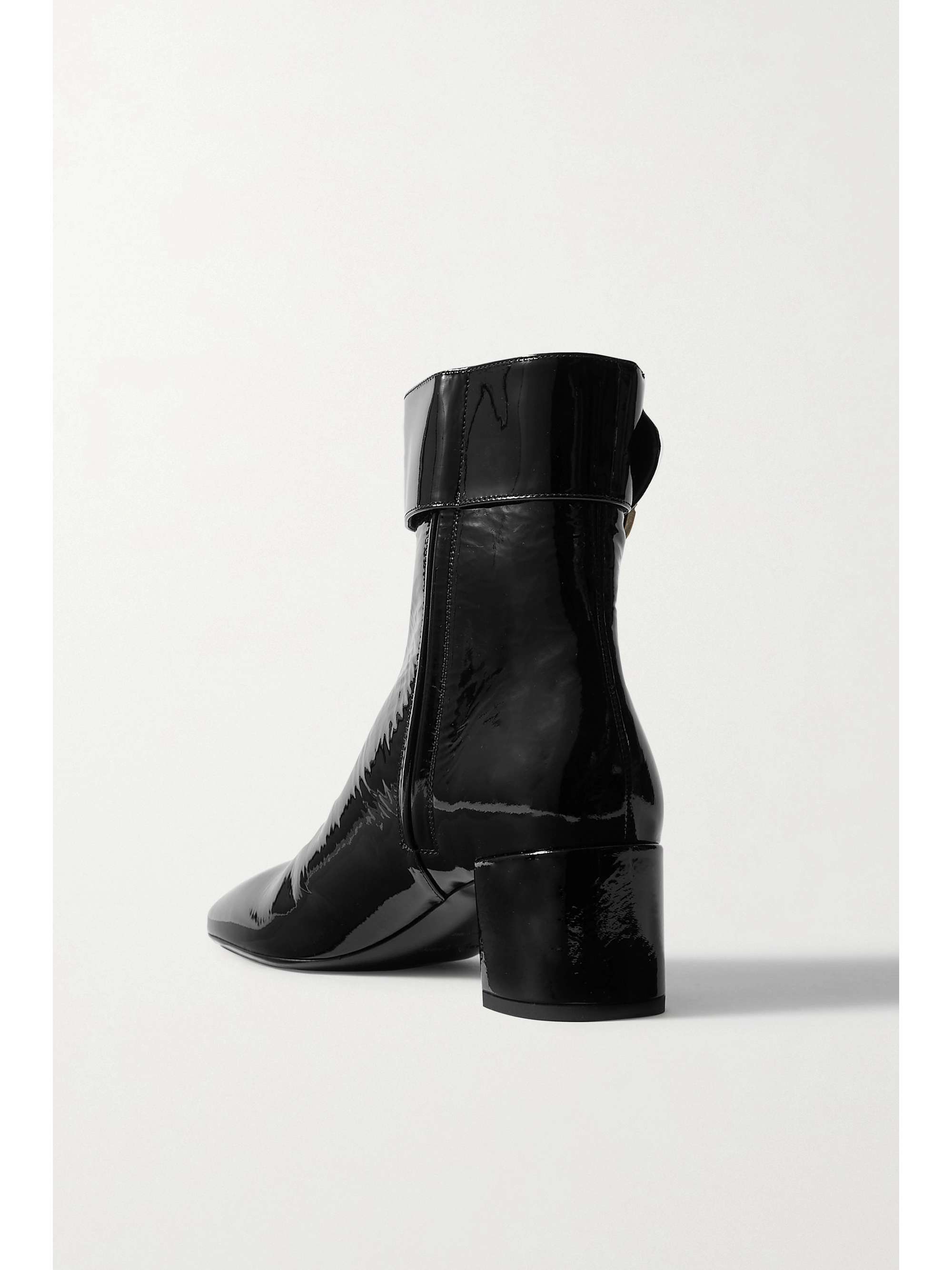 SAINT LAURENT Joplin buckled patent-leather ankle boots
