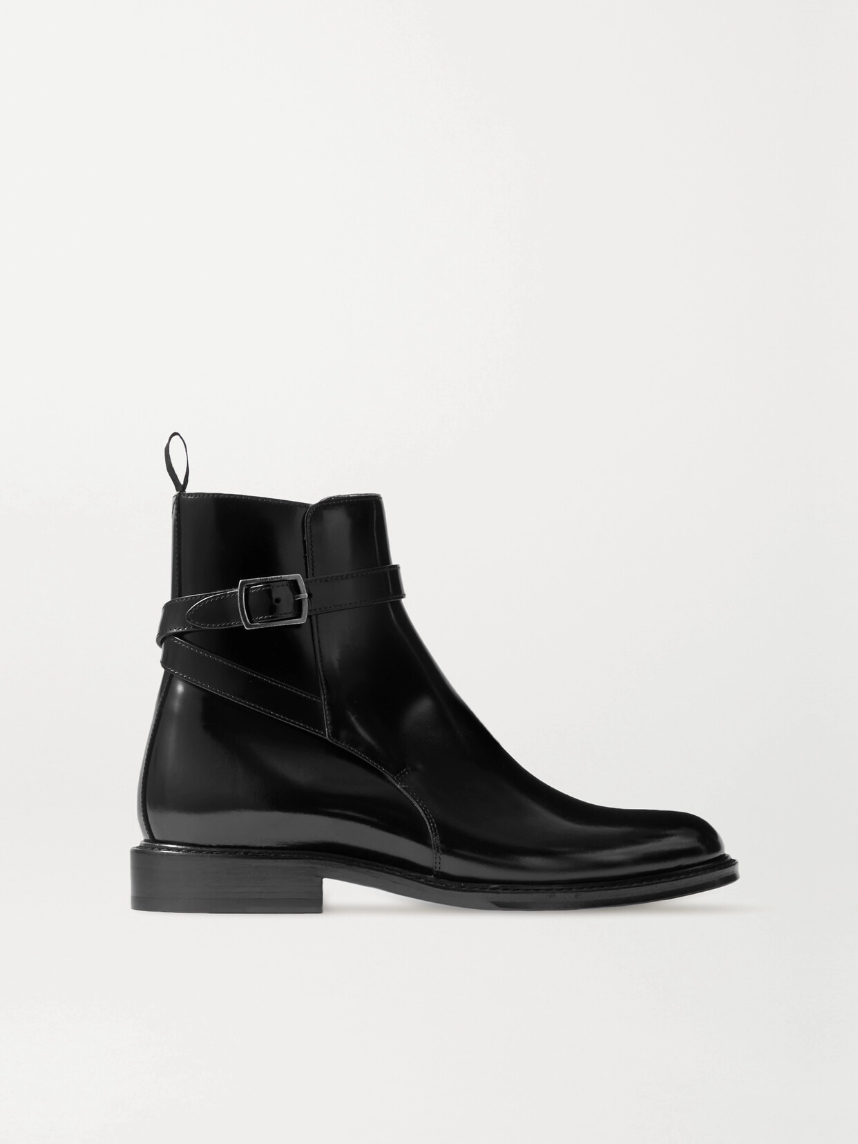 Shop Saint Laurent Army Glossed-leather Ankle Boots In Black