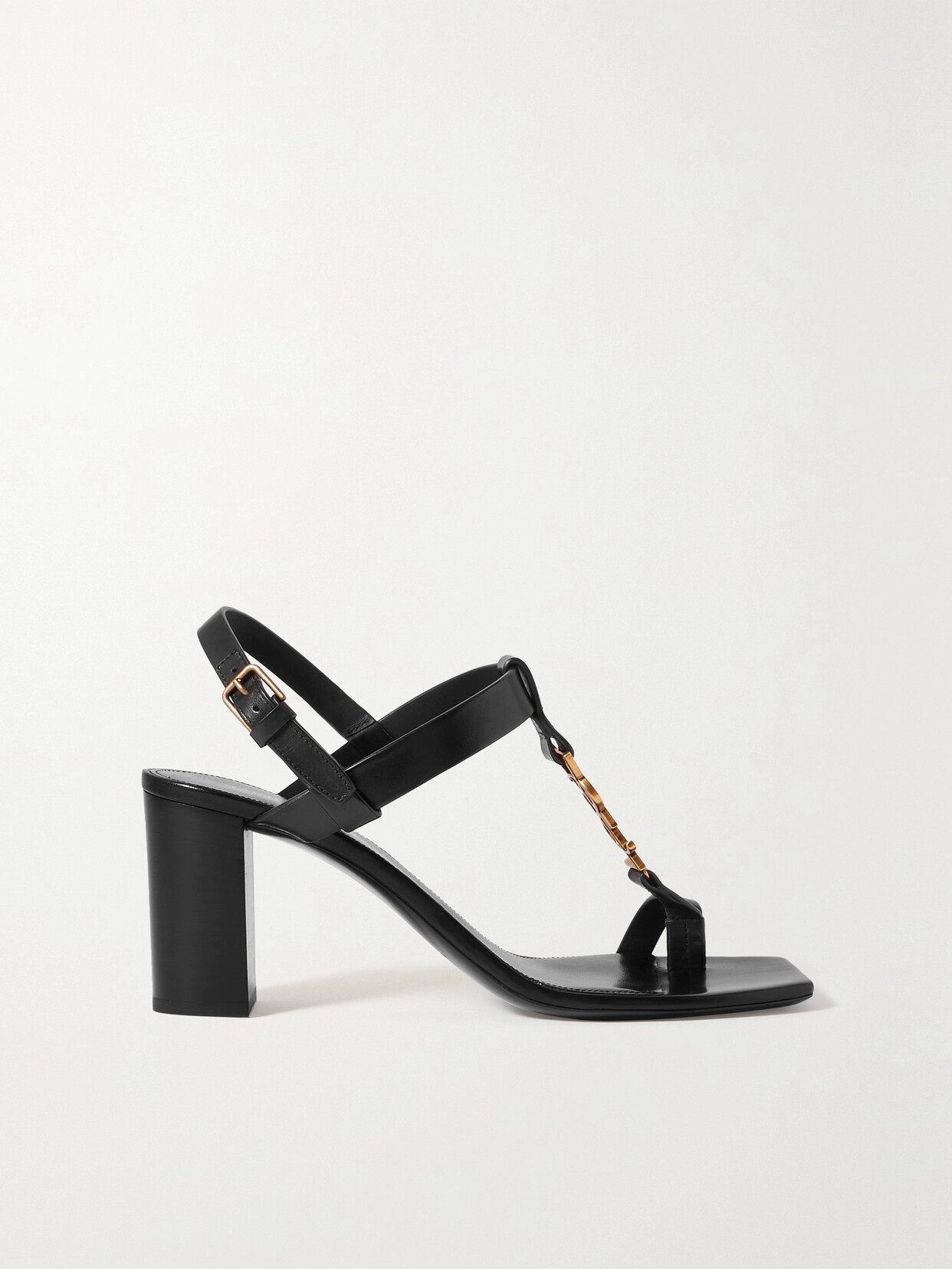 SAINT LAURENT Cassandra Logo-embellished Leather Sandals - Black