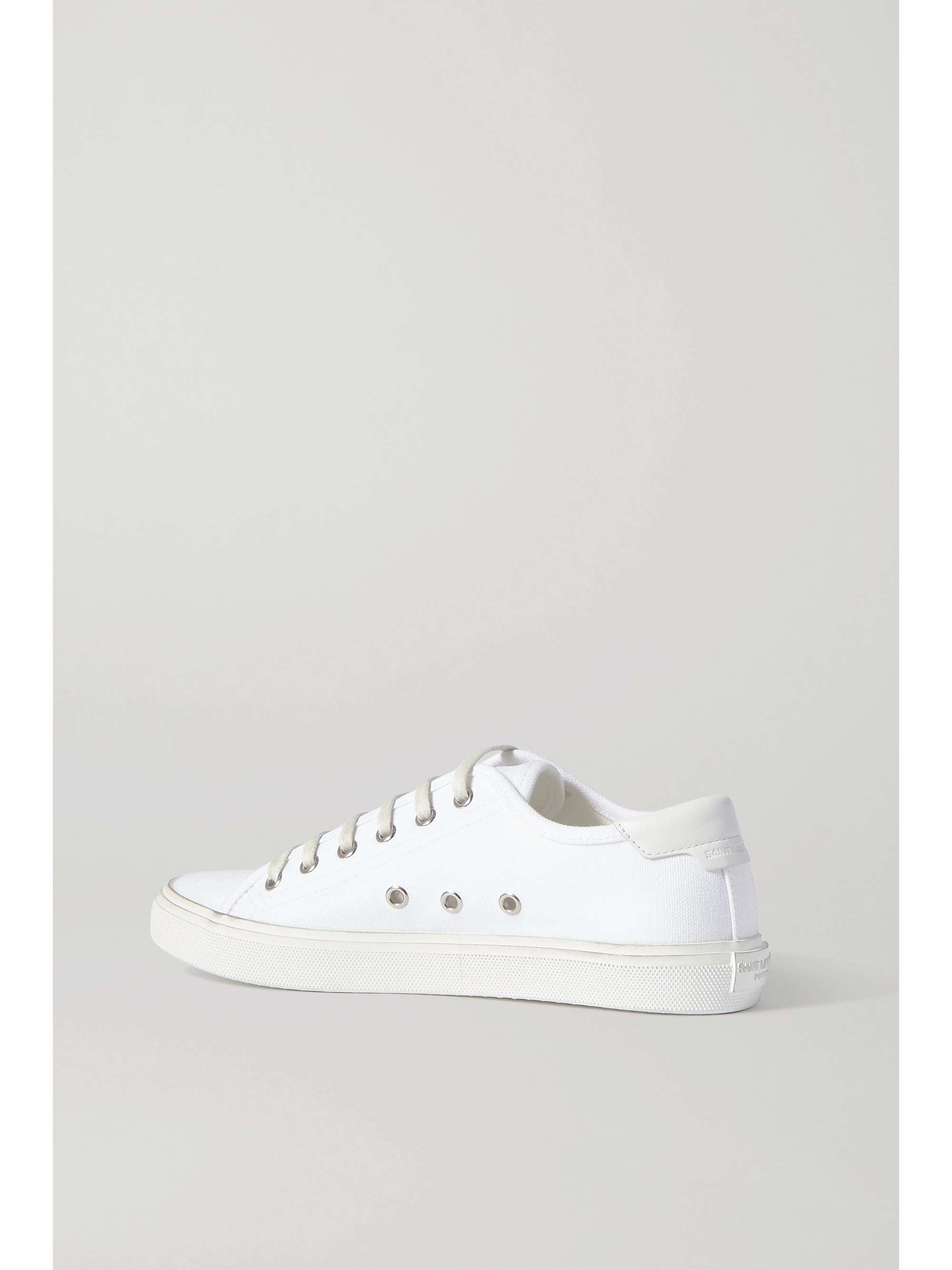 SAINT LAURENT Malibu leather-trimmed distressed cotton-canvas sneakers