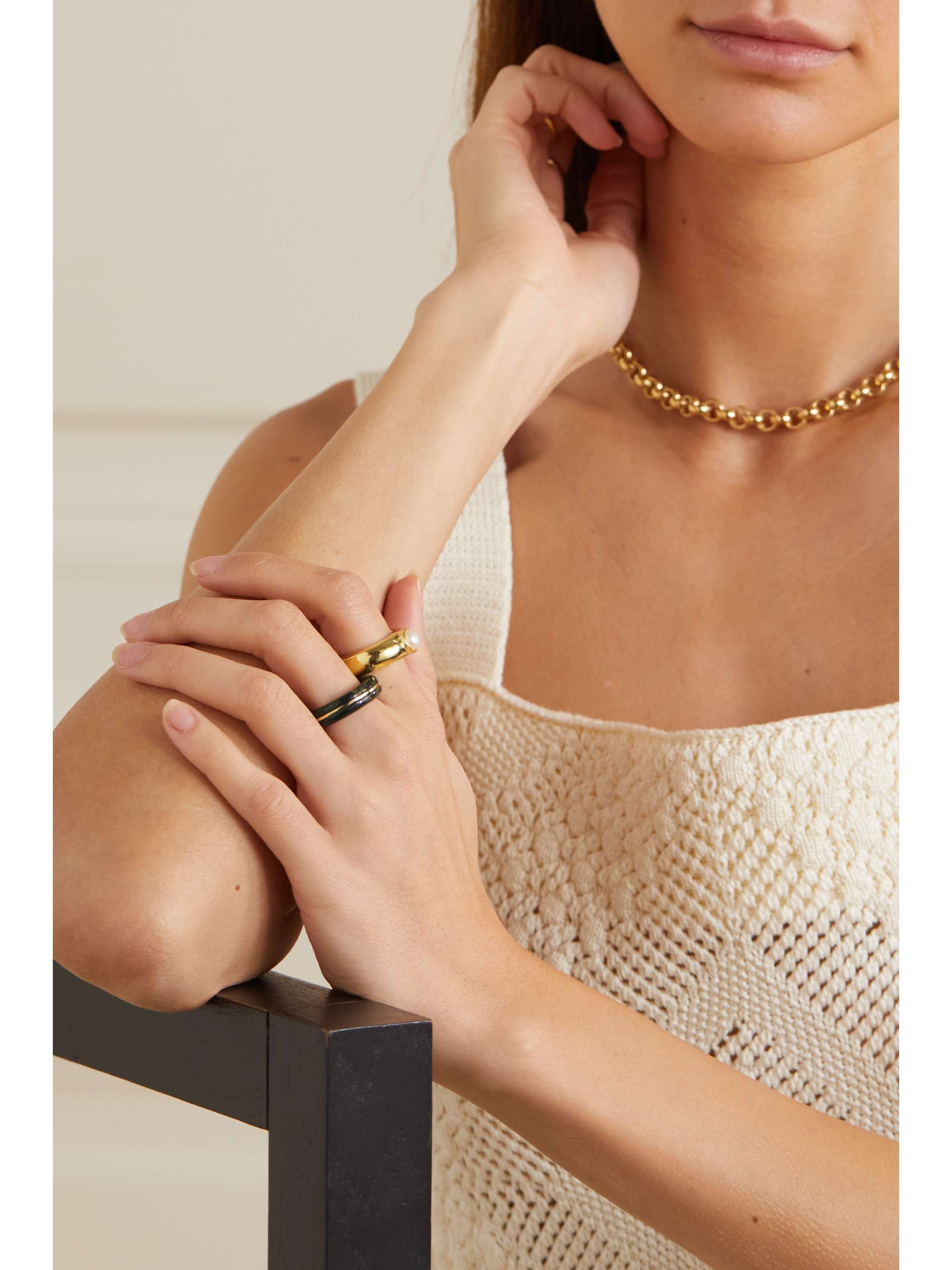 BY PARIAH Essential Gem 14-karat gold agate ring