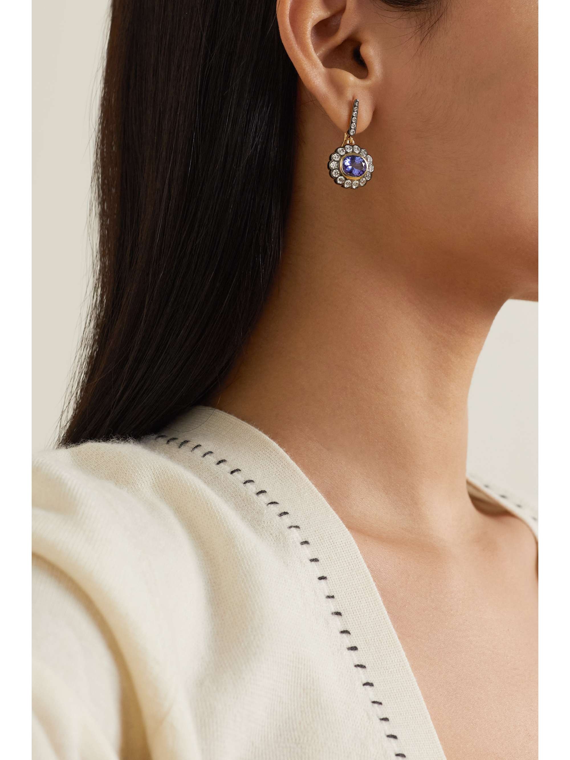 MARLO LAZ Alexandra 14-karat gold, emerald and diamond earrings