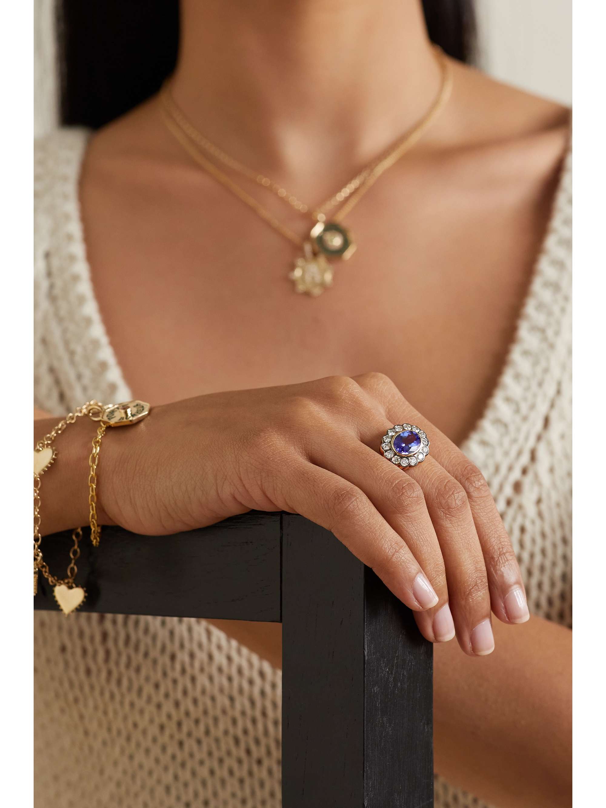 MARLO LAZ Alexandra 14-karat gold, emerald and diamond ring