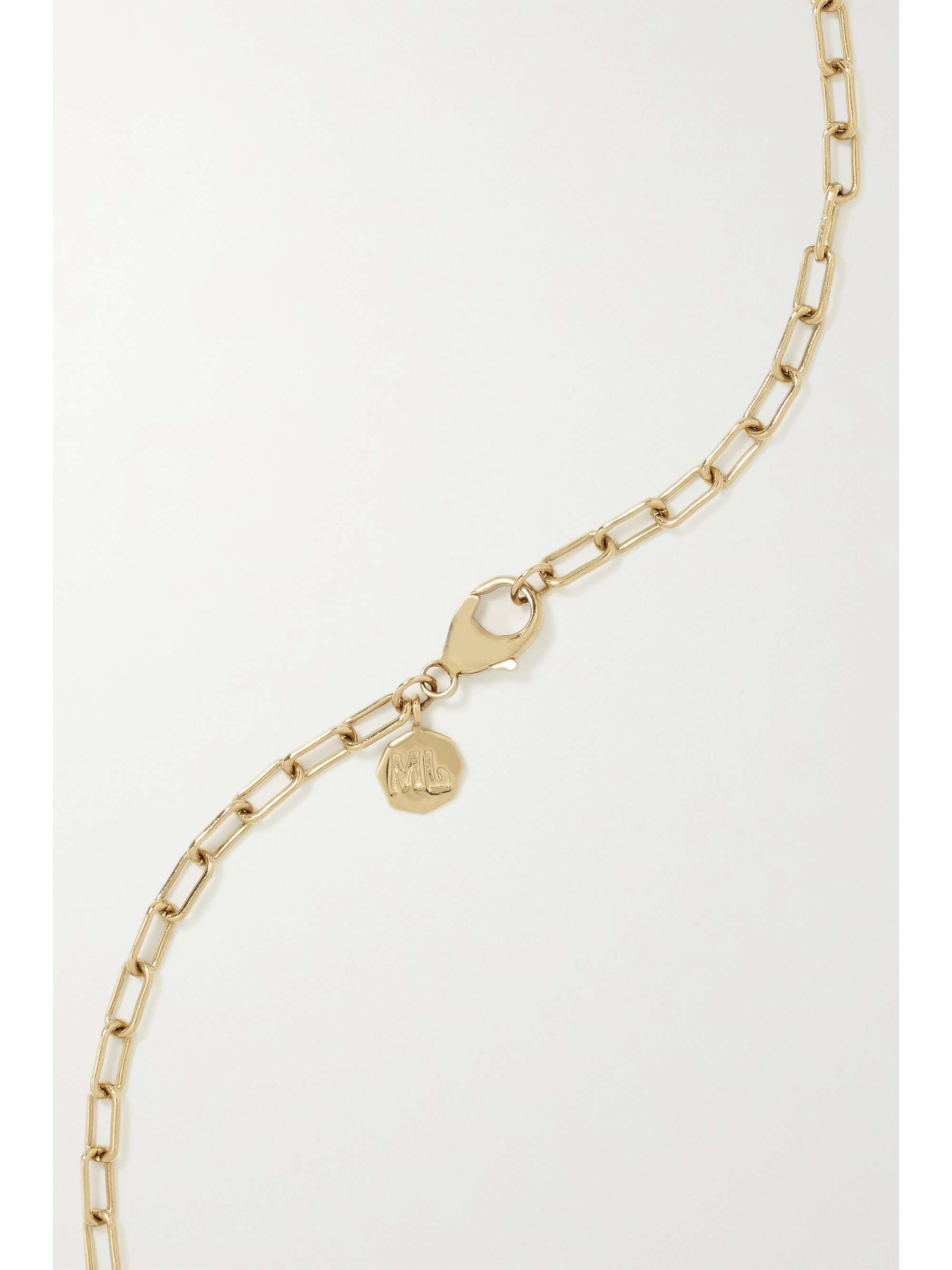 MARLO LAZ Spiked Heart Coin 14-karat gold diamond necklace